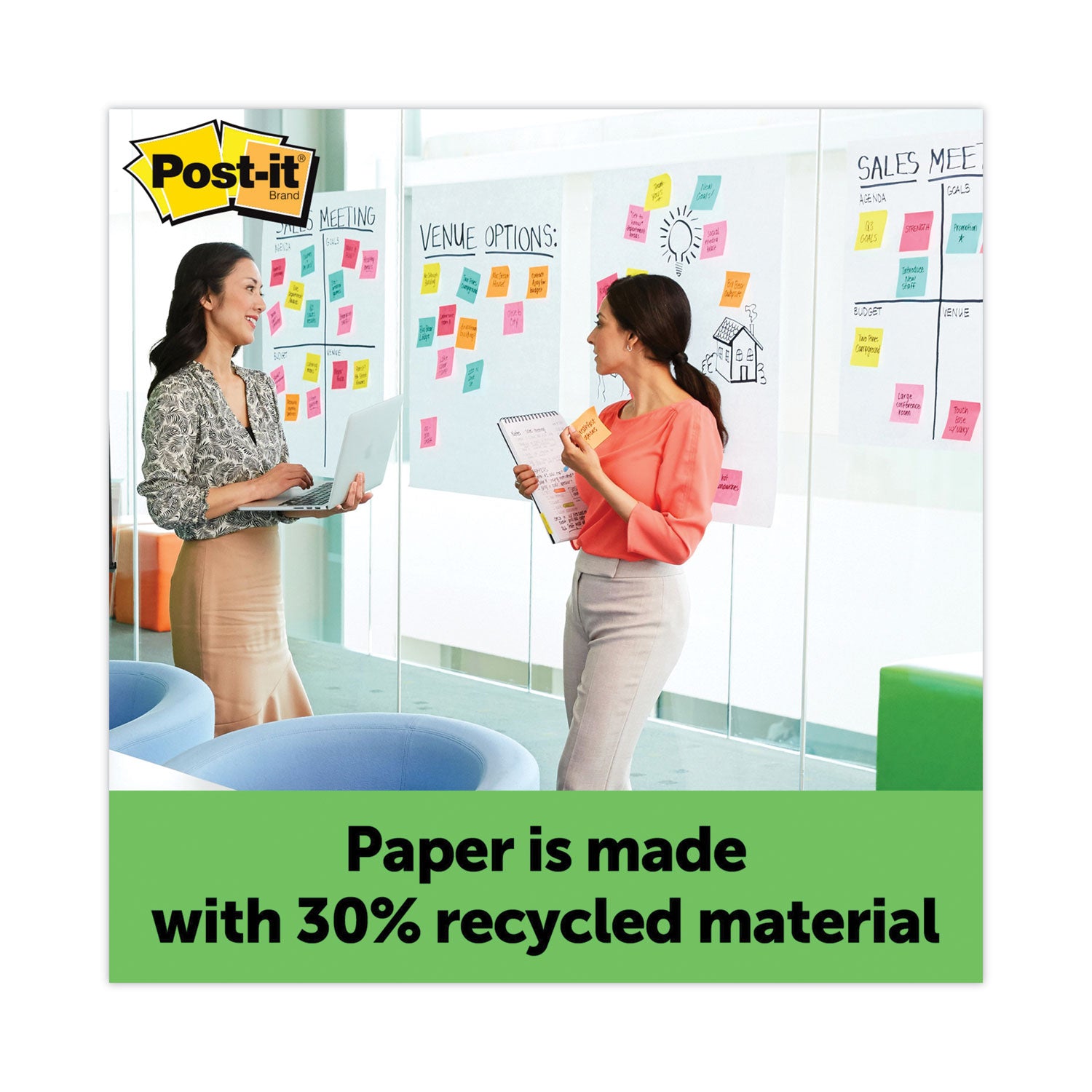 Post-it® Easel Pads Super Sticky Self-Stick Wall Pad, Unruled, 20 x 23, White, 20 Sheets/Pad, 2 Pads/Pack, 2 Packs/Carton