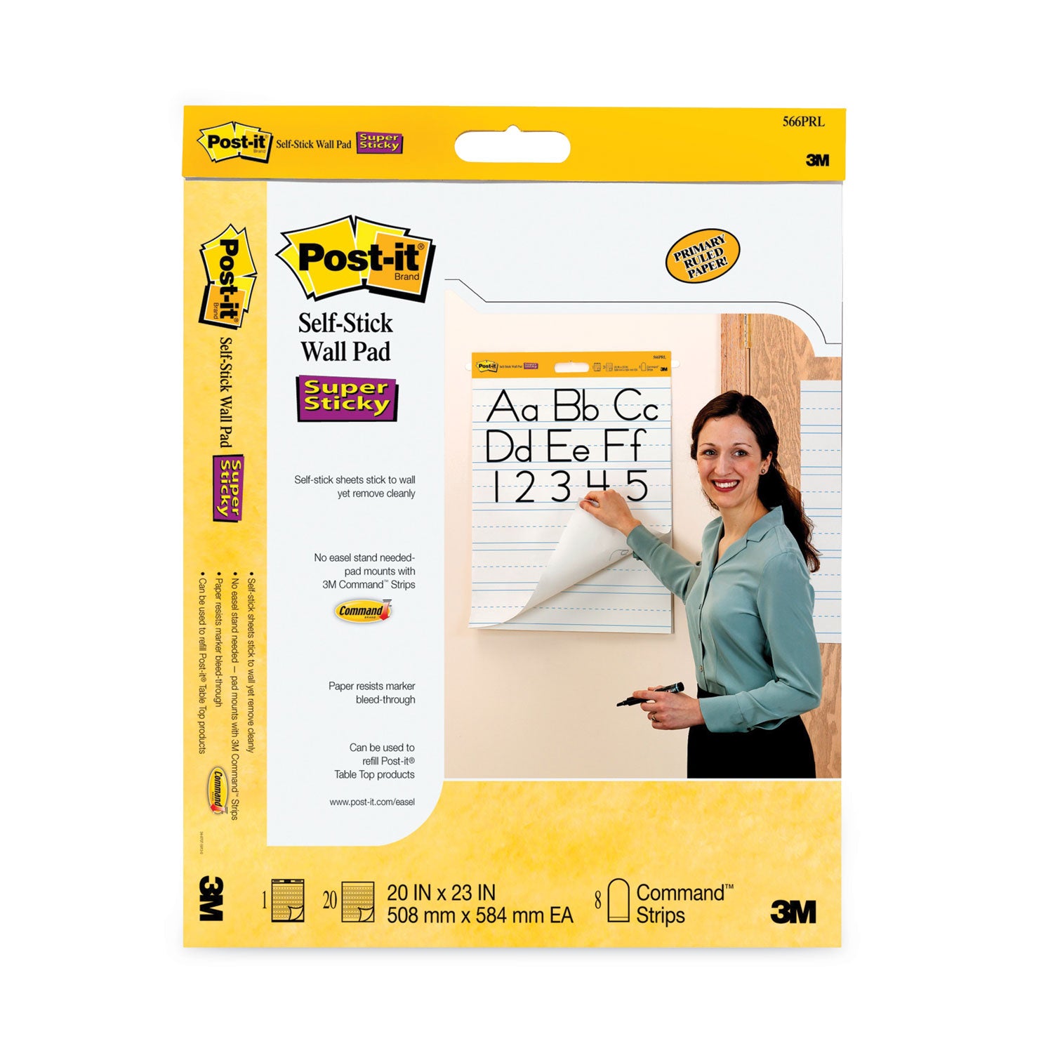 Post-it® Easel Pads Super Sticky Self-Stick Wall Pad, Manuscript Format (Primary 3" Rule), 20 x 23, White, 20 Sheets, 2/Pack