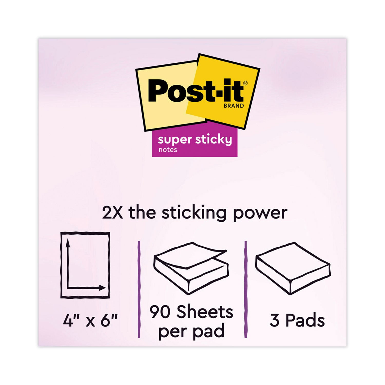 Post-it® Notes Super Sticky Pads in Supernova Neon Collection Colors, Note Ruled, 4" x 6", 90 Sheets/Pad, 3 Pads/Pack