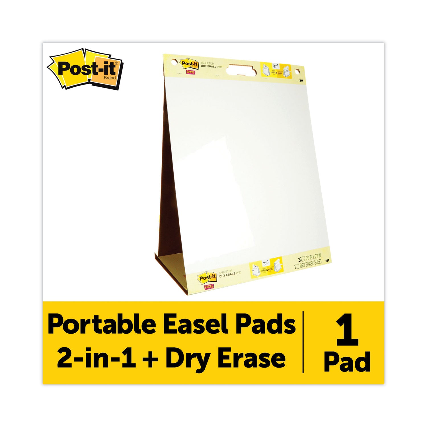 Post-it® Easel Pads Super Sticky Pad Plus Tabletop Easel Pad with Self-Stick Sheets and Dry Erase Board, Unruled, 20 x 23, White, 20 Sheets