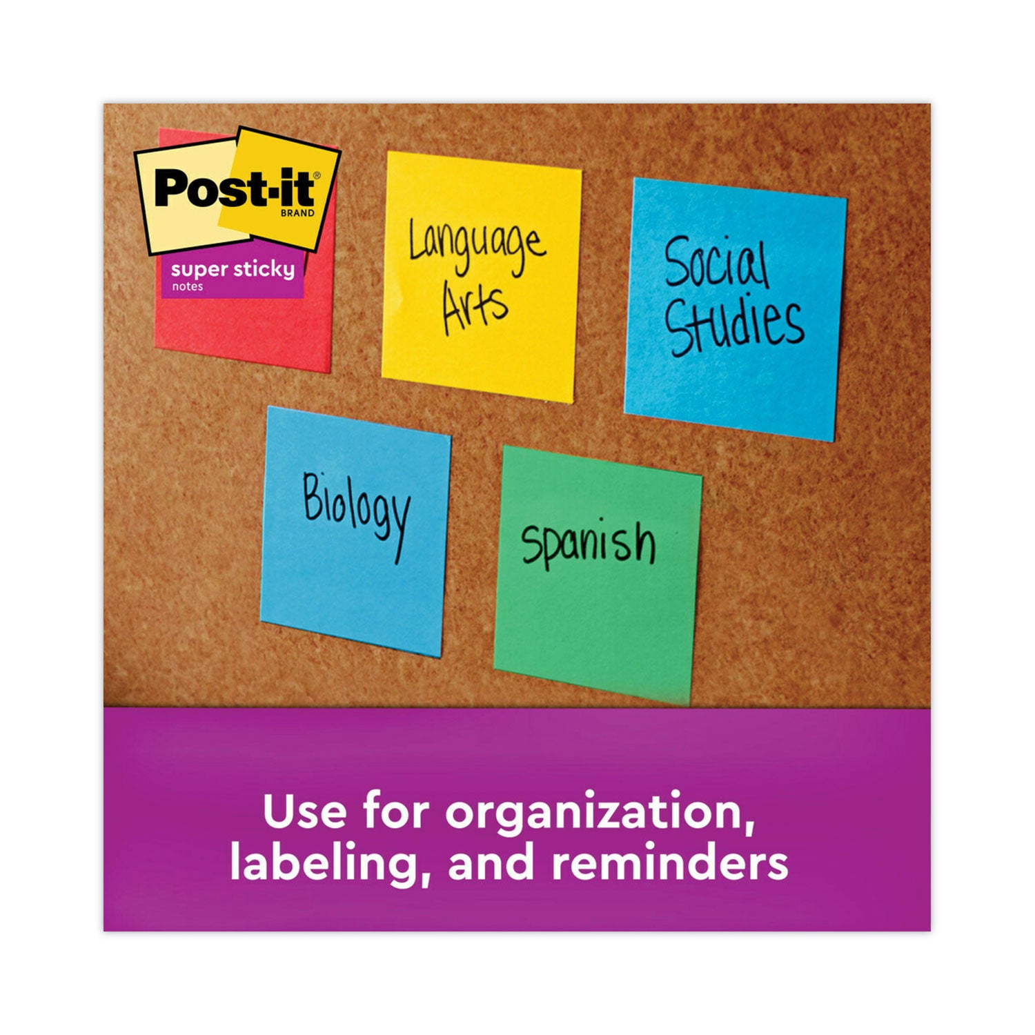 Post-it® Notes Super Sticky Pads in Playful Primary Collection Colors, Cabinet Pack, 3" x 3", 70 Sheets/Pad, 24 Pads/Pack