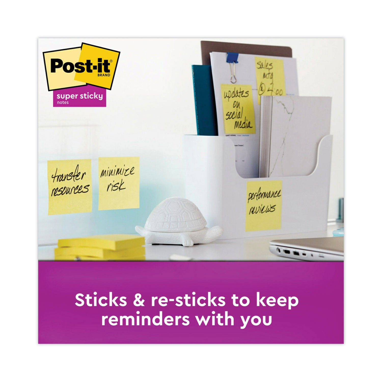 Post-it® Notes Super Sticky Pads in Canary Yellow, Cabinet Pack, 3" x 3", 90 Sheets/Pad, 24 Pads/Pack