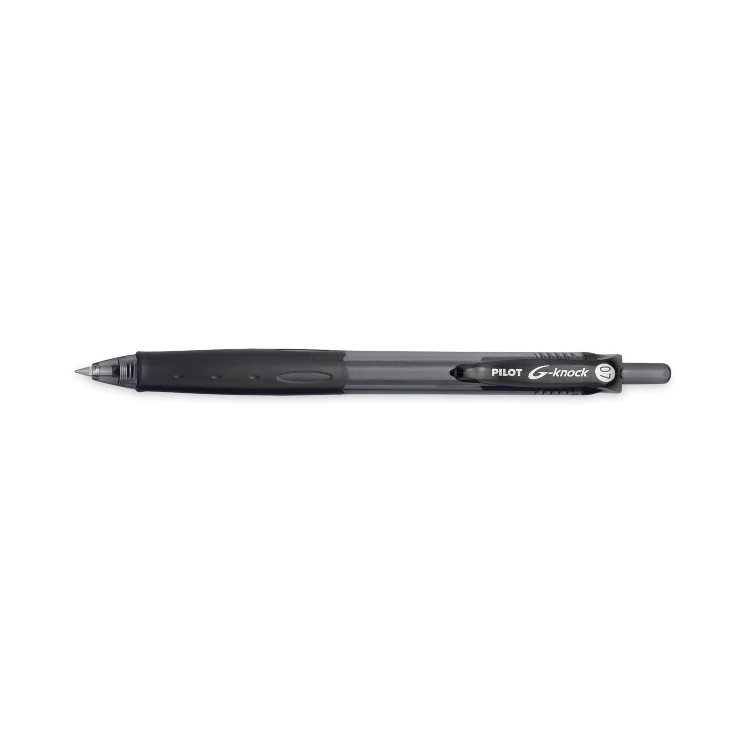 Pilot® G-Knock BeGreen Gel Pen, Retractable, Fine 0.7 mm, Black Ink, Smoke/Black Barrel, Dozen