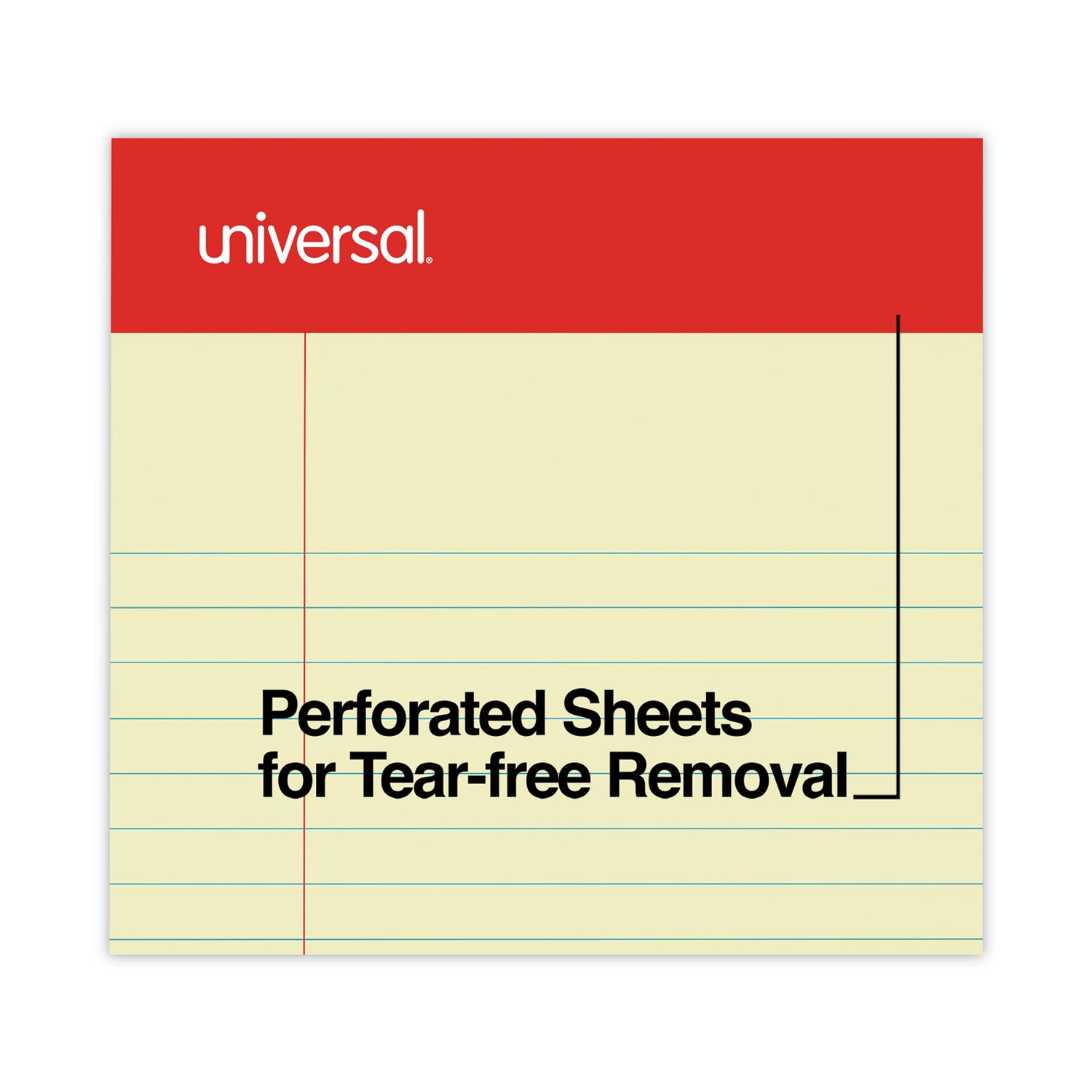 Universal® Perforated Ruled Writing Pads, Narrow Rule, Red Headband, 50 Canary-Yellow 5 X 8 Sheets, Dozen