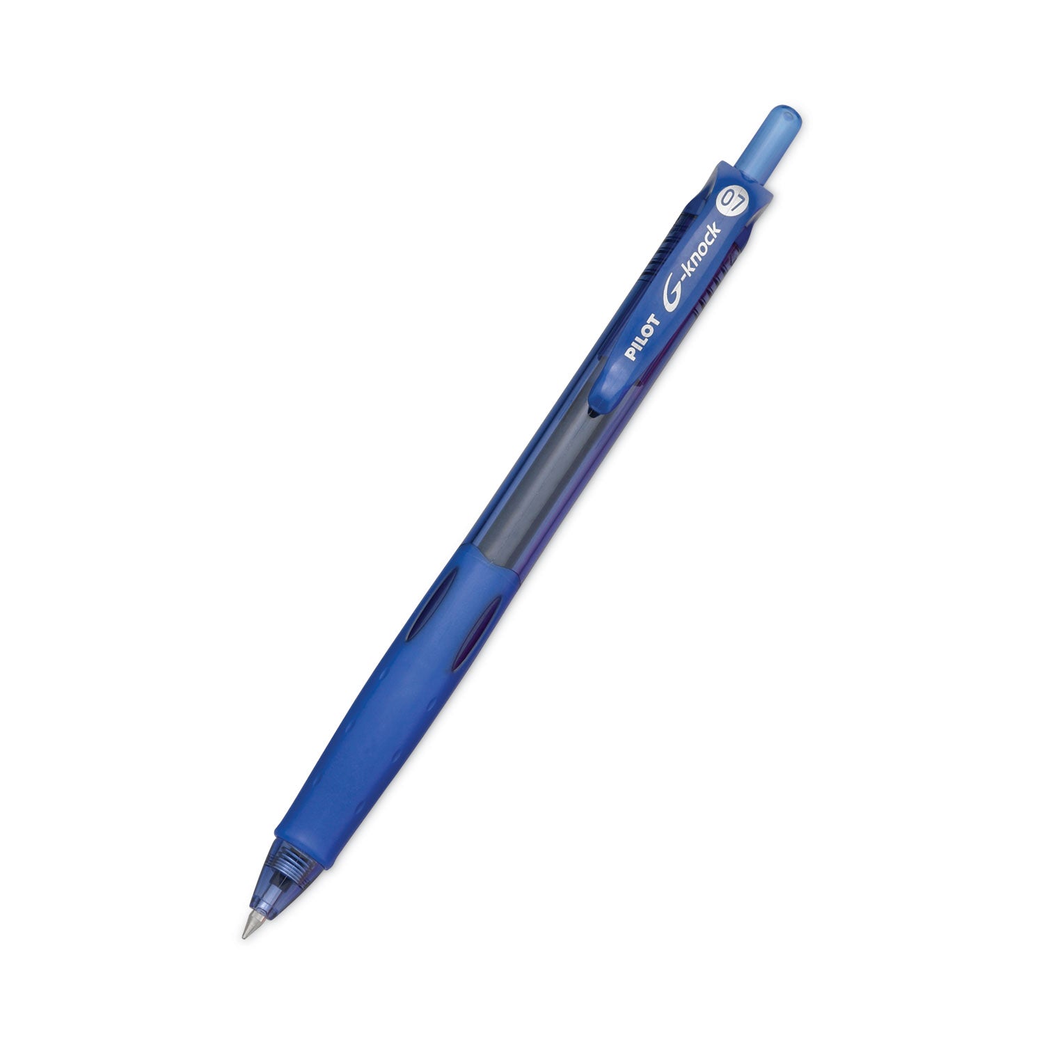 Pilot® G-Knock BeGreen Gel Pen, Retractable, Fine 0.7 mm, Blue Ink, Translucent Blue/Blue Barrel, Dozen
