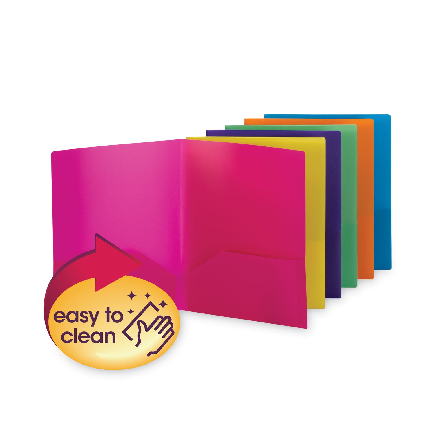 Smead Poly Two-Pocket Folders, 100-Sheet Capacity, 11 x 8.5, Assorted, 6/Pack