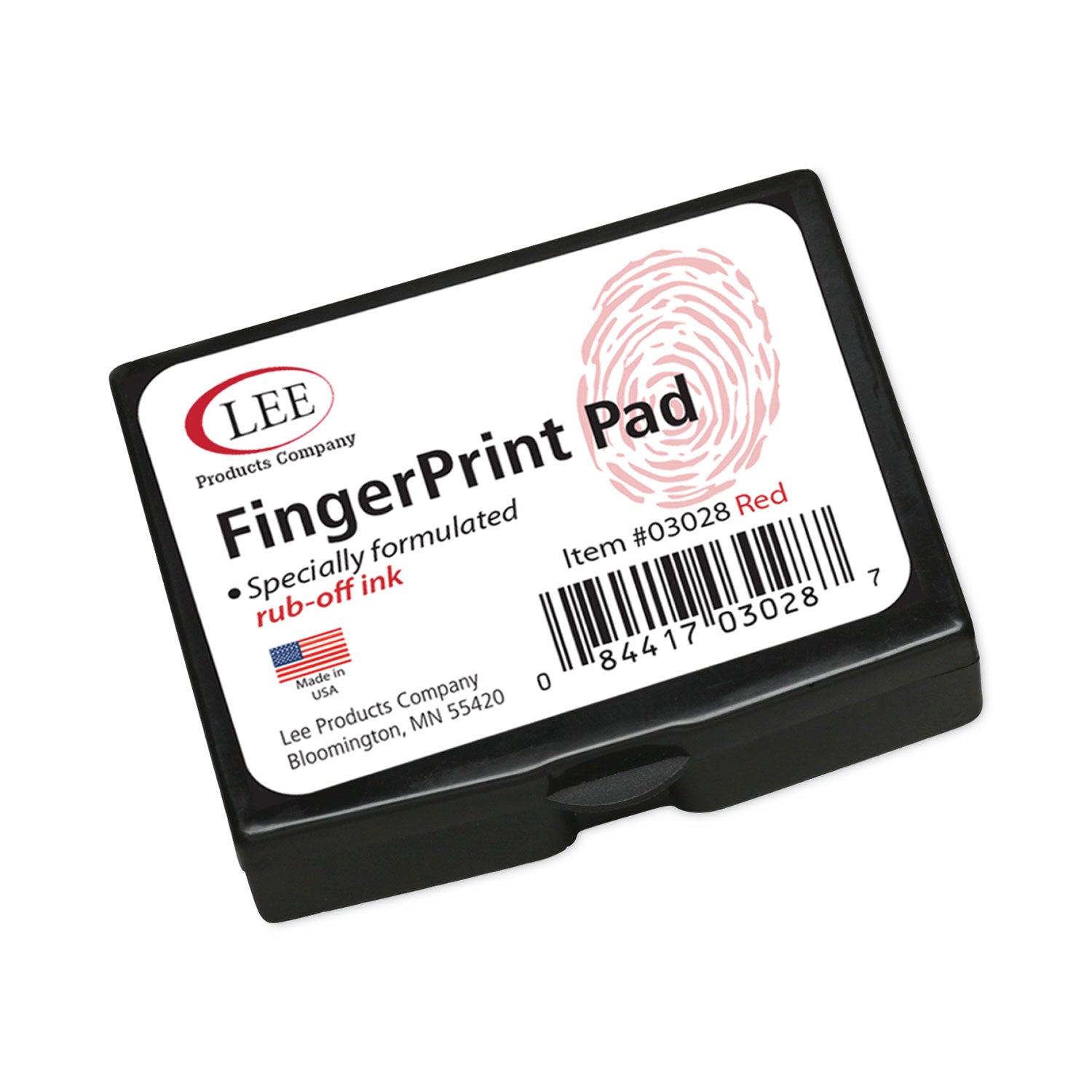 LEE Inkless Fingerprint Pad, 2.25" x 1.75", Red