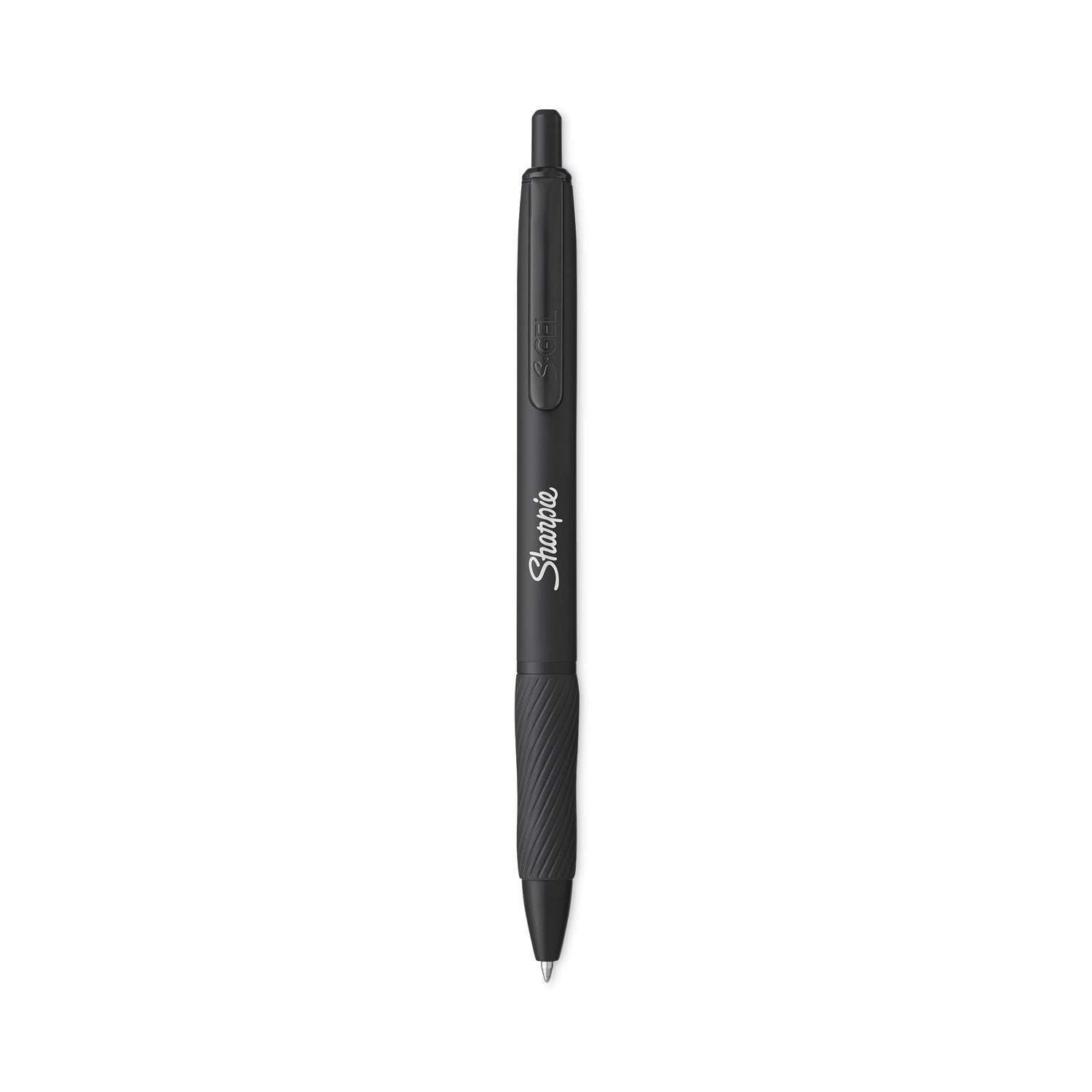 S-Gel Premium Metal Barrel Gel Pen, Retractable, Medium 0.7 mm, Black Ink, Black Barrel, Dozen