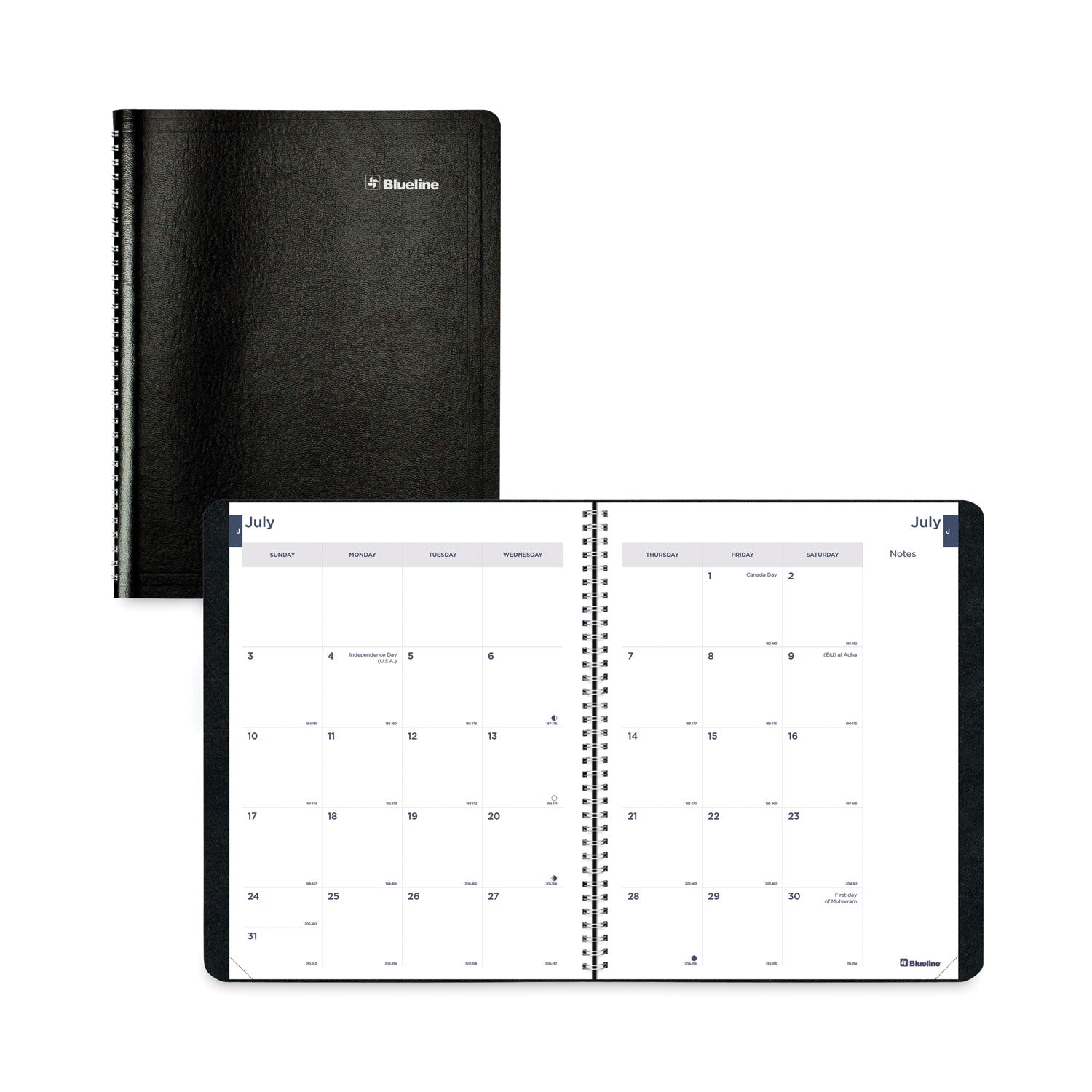 Academic Monthly Planner, 11 x 8.5, Black Cover, 14-Month (July to Aug): 2024 to 2025