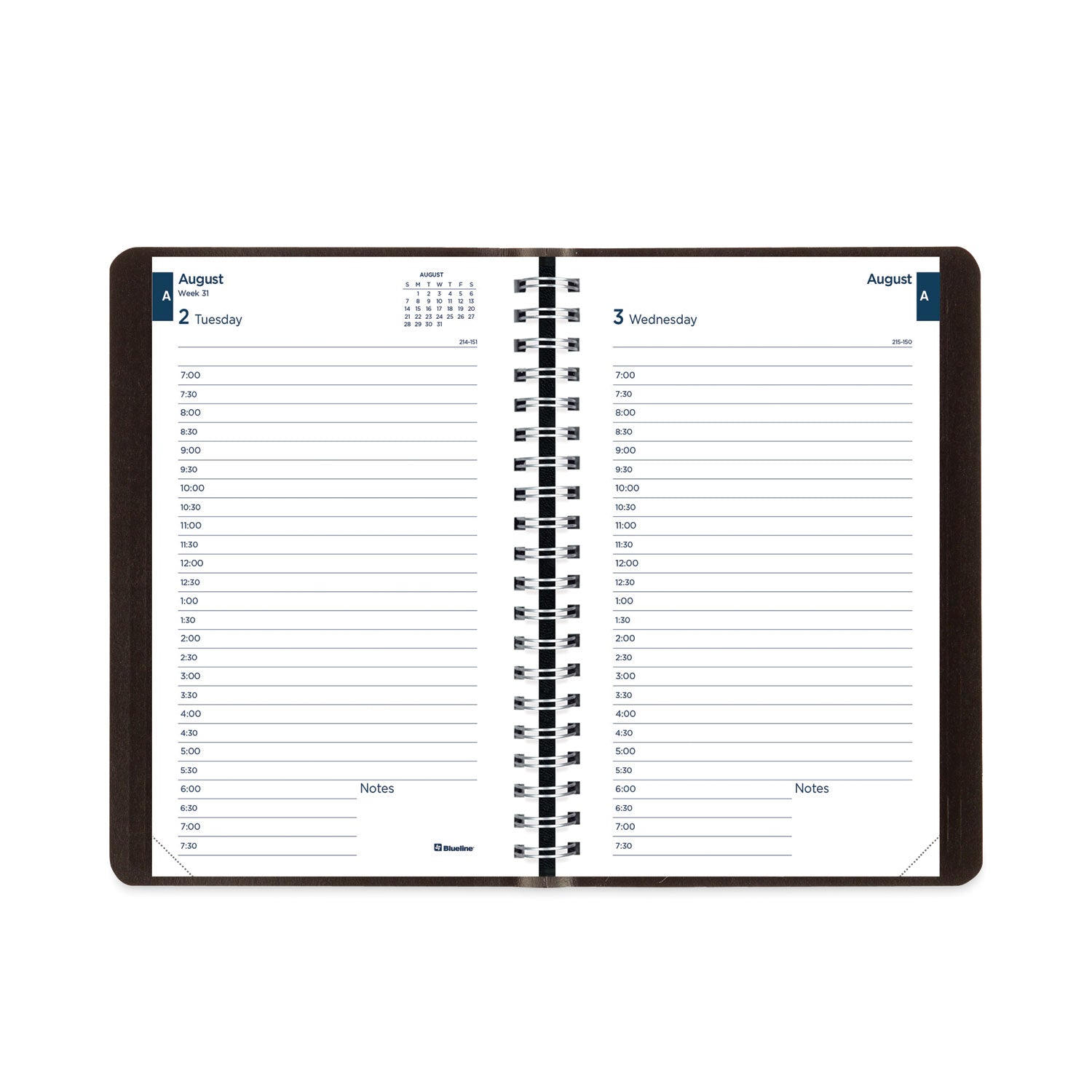 Blueline® Academic Daily/Monthly Planner, 8 x 5, Black Cover, 12-Month (Aug to July): 2024 to 2025