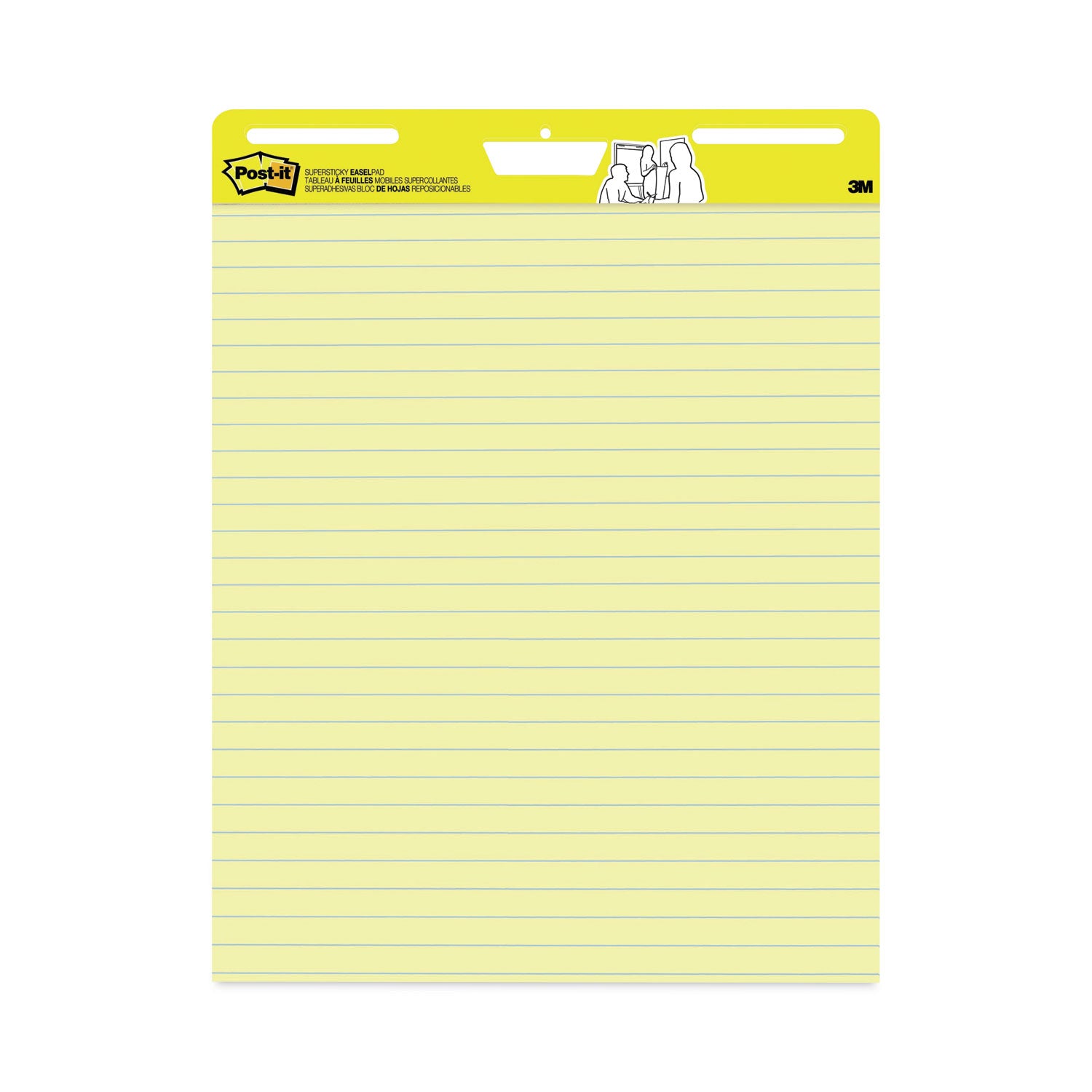 Post-it® Easel Pads Super Sticky Vertical-Orientation Self-Stick Easel Pads, Presentation Format (1.5" Rule), 25 x 30, Yellow, 30 Sheets, 2/Carton