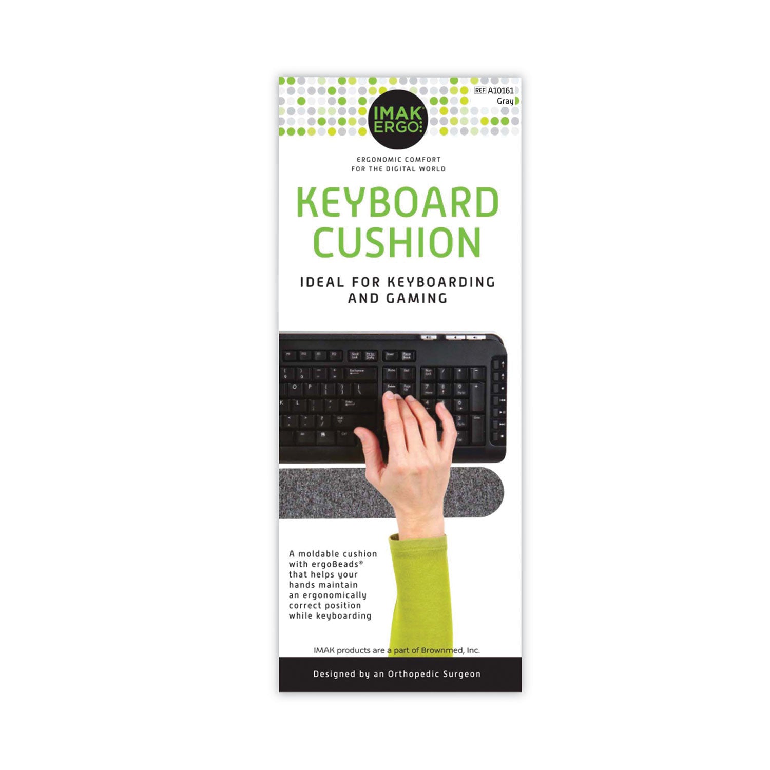 IMAK® Ergo Keyboard Wrist Cushion, 10 x 6, Gray
