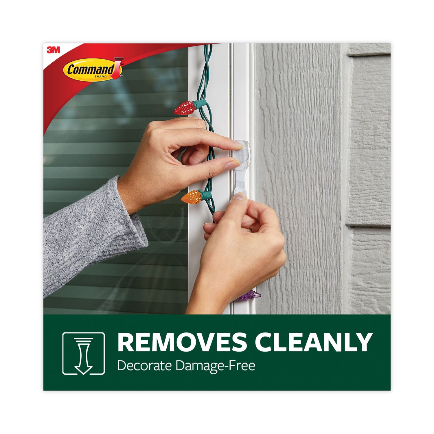 Command™ All Weather Hooks and Strips, Small, Plastic, Clear, 16 Clips and 20 Strips/Pack