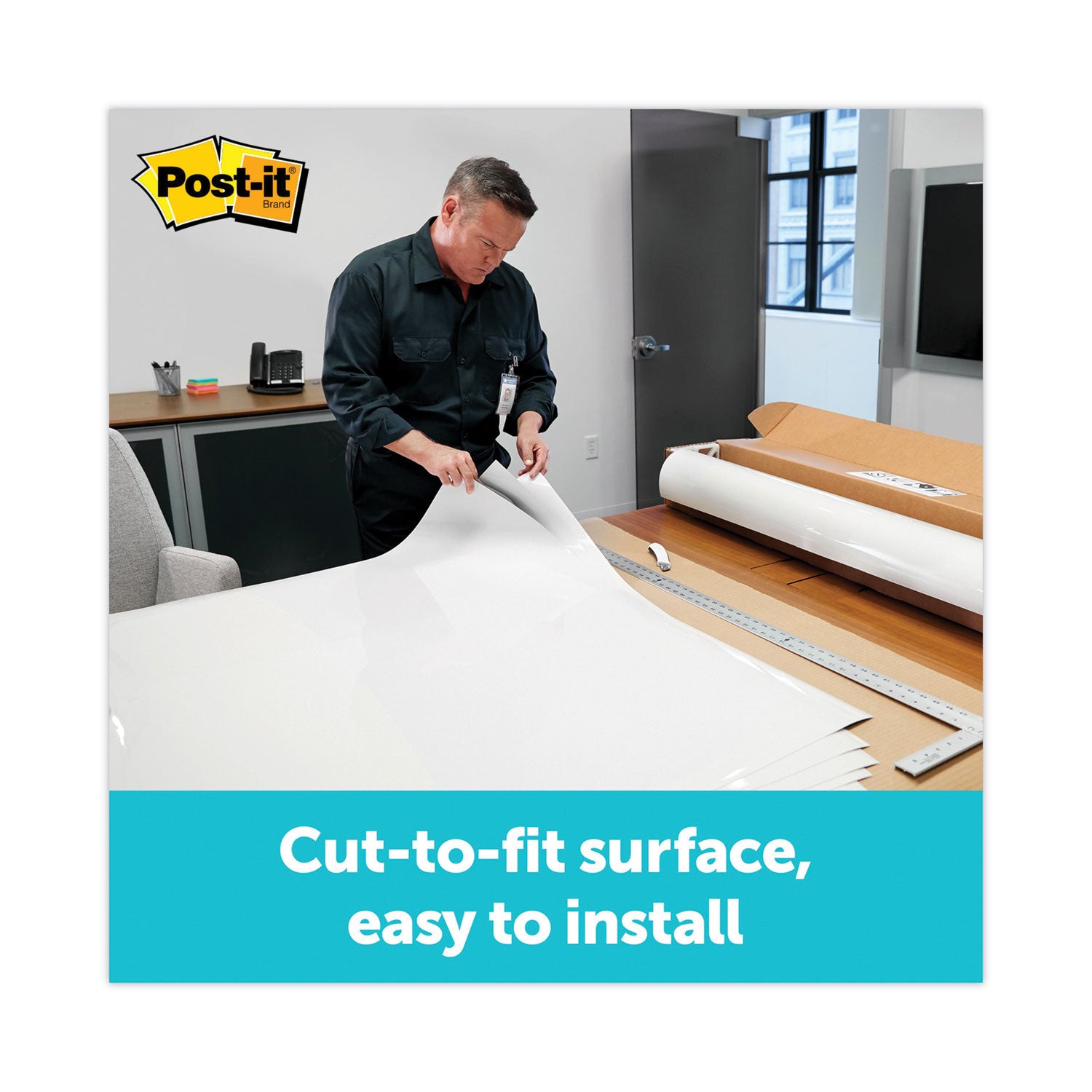 Post-it® Dry Erase Surface, Laminate Film, 50 ft x 7 mil x 48", White