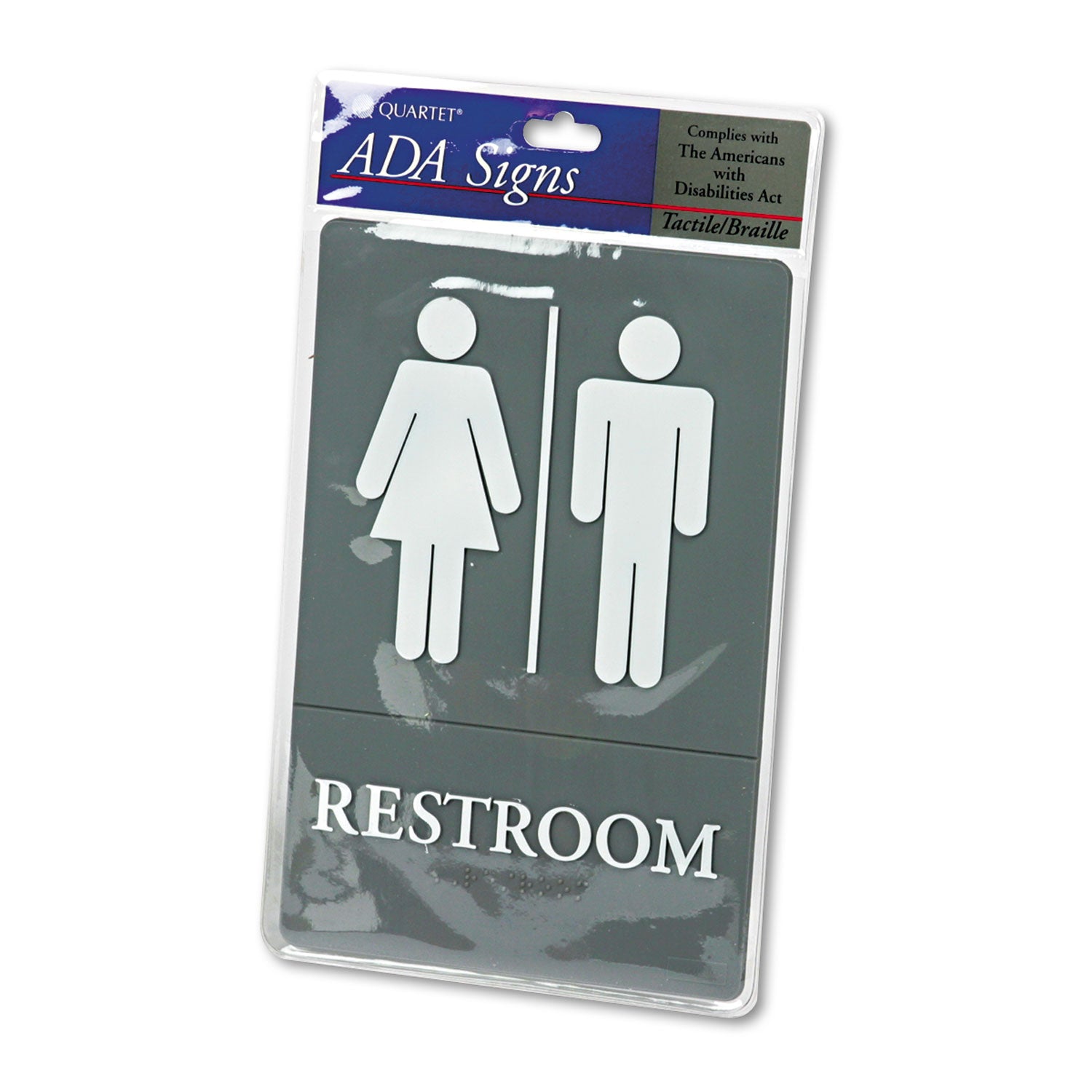 Headline® Sign Ada Sign, Restroom Symbol Tactile Graphic, Molded Plastic, 6 X 9, Gray