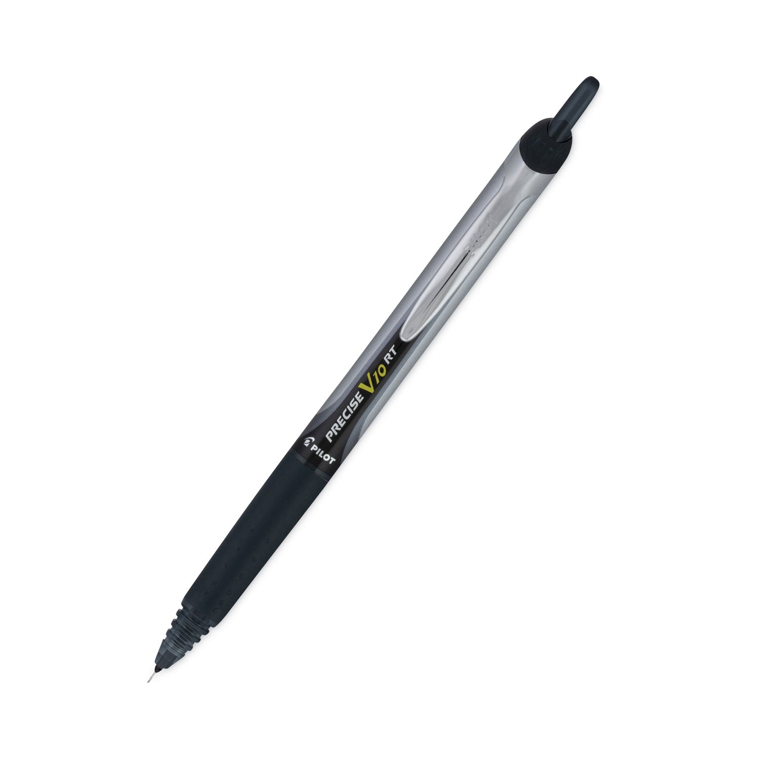 Pilot® Precise V10RT Rollerball Pen, Retractable, Bold 1 mm, Black Ink, Black Barrel, Dozen