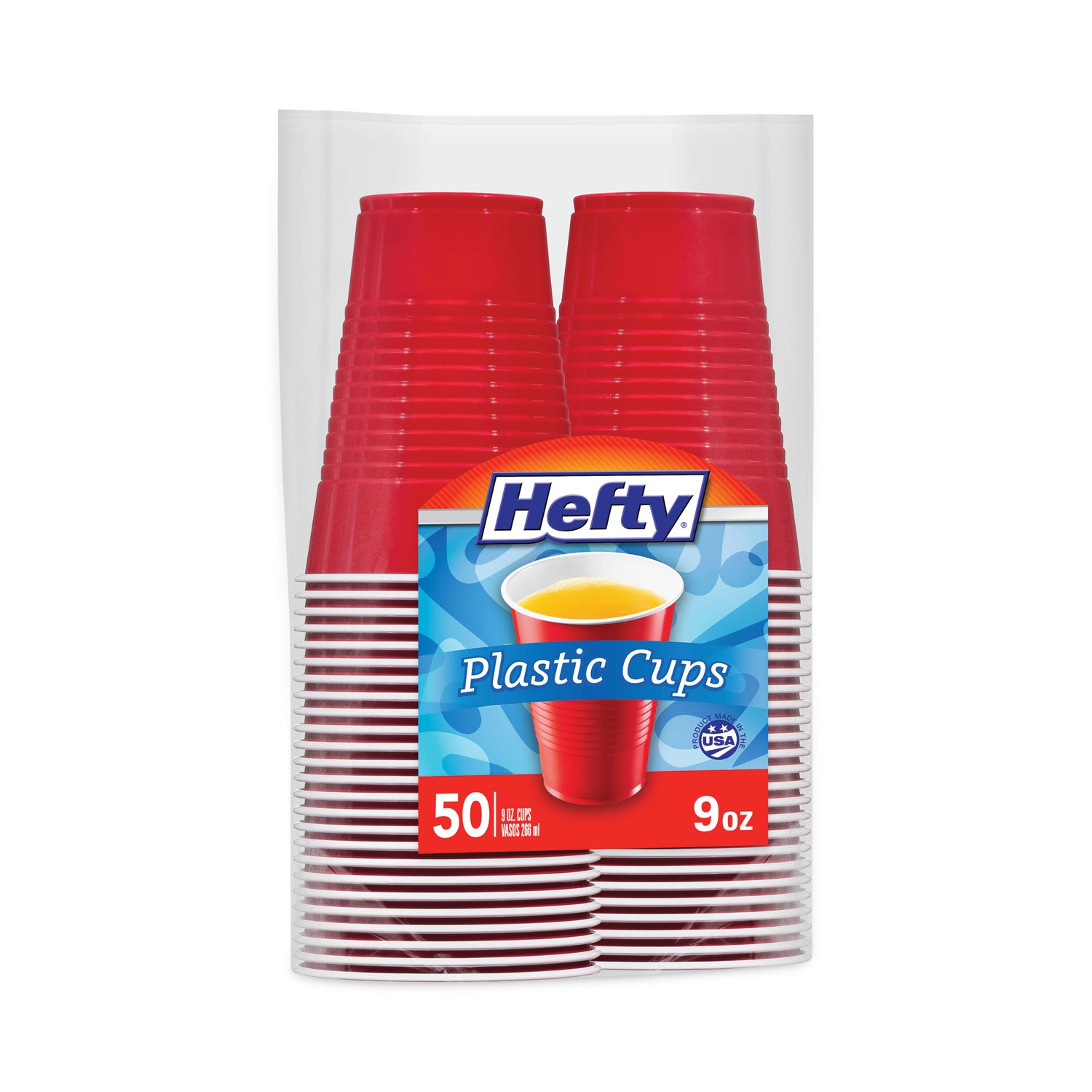 Hefty® Easy Grip Disposable Plastic Party Cups, 9 Oz, Red, 50/pack, 12 Packs/carton