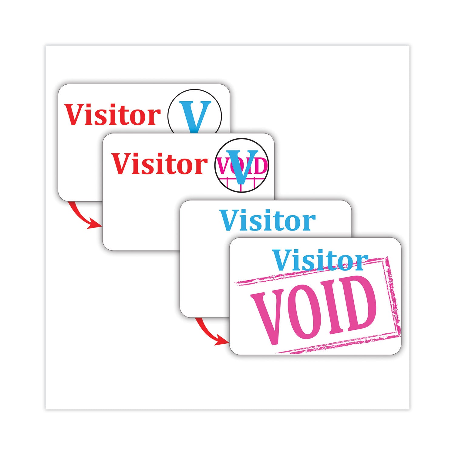 C-Line® Time's Up! Self-Expiring Visitor Badges, One-Day Badge, 3 X 2, White, 100/box