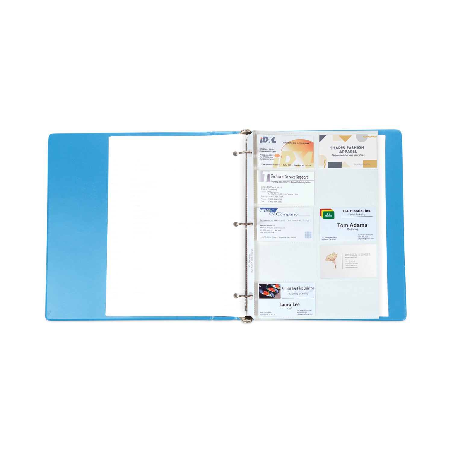 C-Line® Business Card Binder Pages, For 2 X 3.5 Cards, Clear, 20 Cards/sheet, 10 Sheets/pack