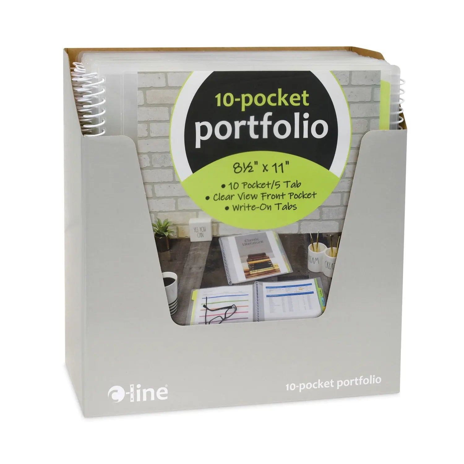 10-Pocket Poly Portfolio with Write-On Tabs, 8.5 x 11, Clear/Clear C-Line® Flipcost