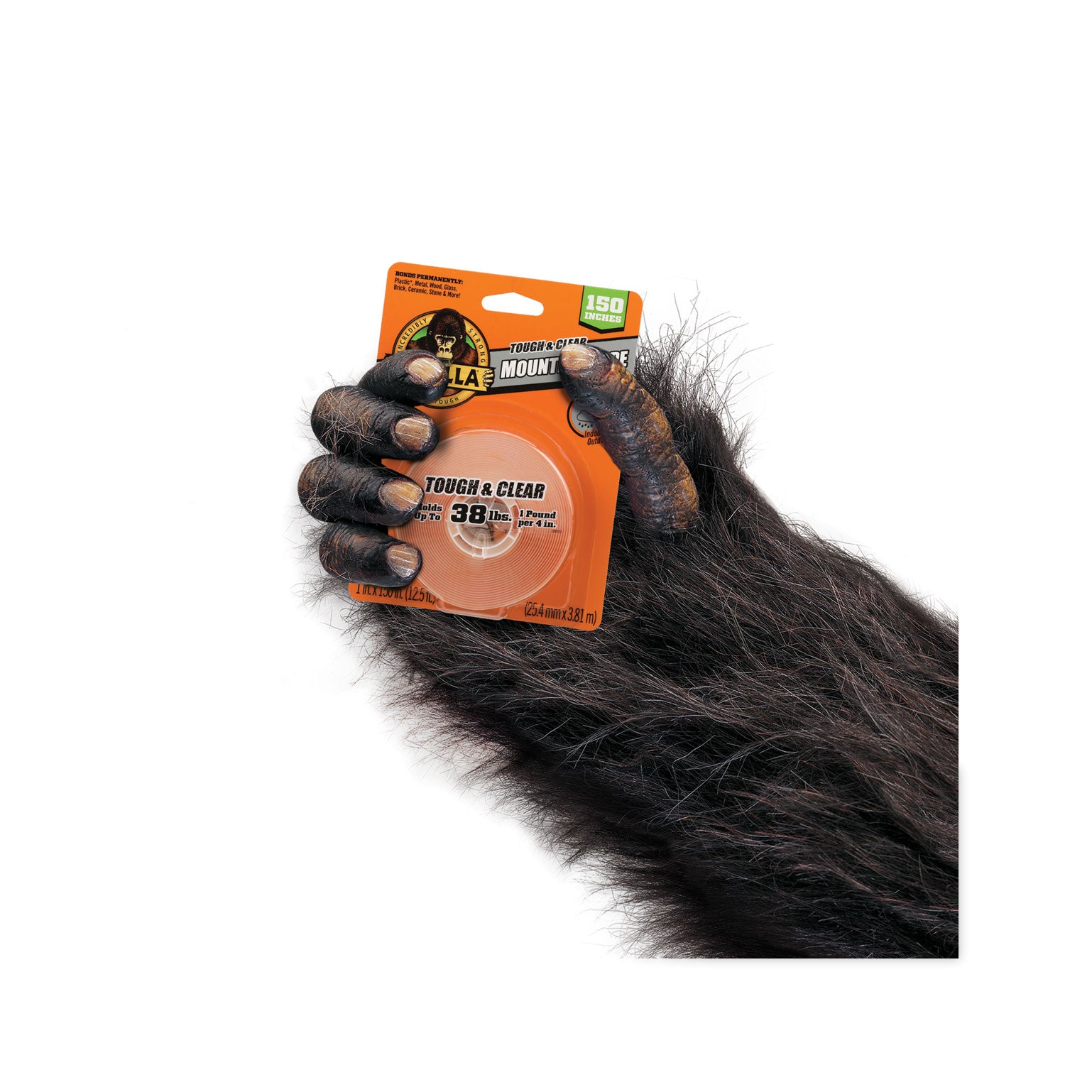 Gorilla® Tough and Clear Double-Sided Mounting Tape, Permanent, Holds Up to 0.25 lb per Inch, 1" x 12.5 ft, Clear