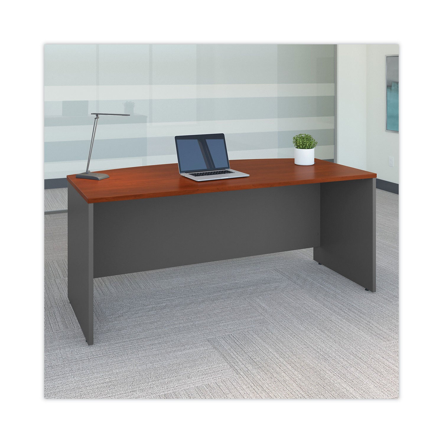 Bush® Series C Collection Bow Front Desk, 71.13" X 36.13" X 29.88", Hansen Cherry/graphite Gray