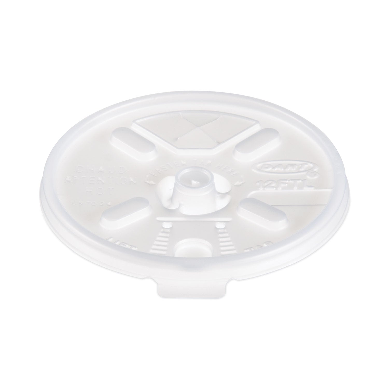 Dart® Lift n' Lock Plastic Hot Cup Lids, With Straw Slot, Fits 10 oz to 14 oz Hot Cups, Translucent, 100/Sleeve, 10 Sleeves/Carton