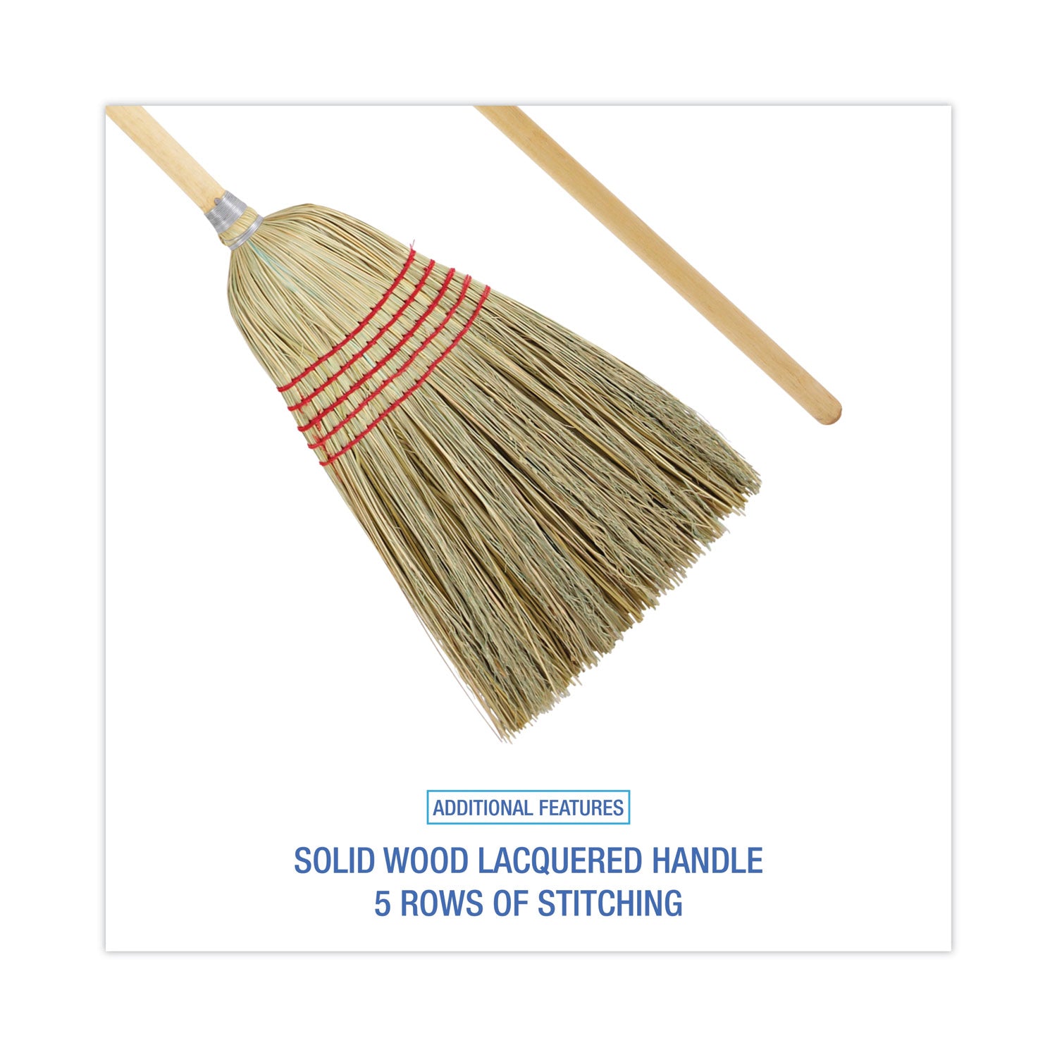 Boardwalk® Parlor Broom, Yucca/corn Fiber Bristles, 56" Overall Length, Natural, 12/carton