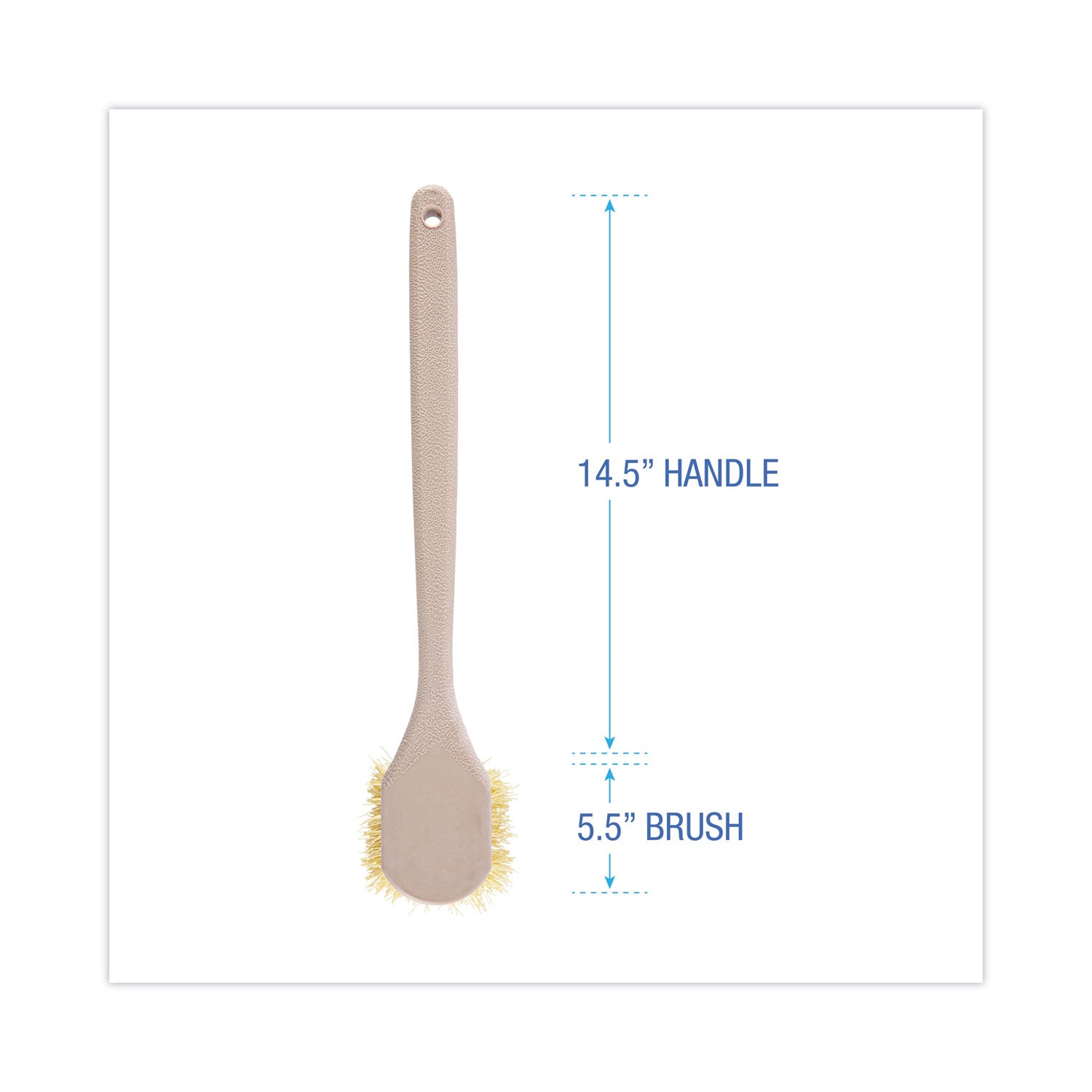 Boardwalk® Utility Brush, Cream Polypropylene Bristles, 5.5" Brush, 14.5" Tan Plastic Handle