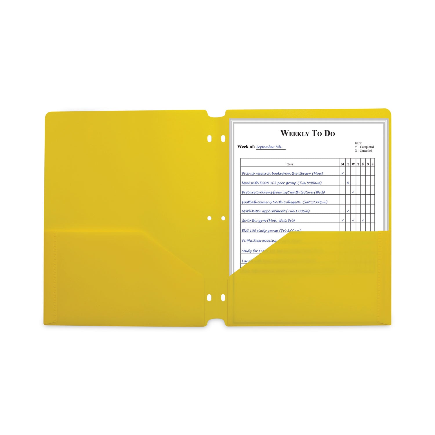 C-Line® Two-Pocket Heavyweight Poly Portfolio Folder, 3-Hole Punch, 11 x 8.5, Yellow, 25/Box