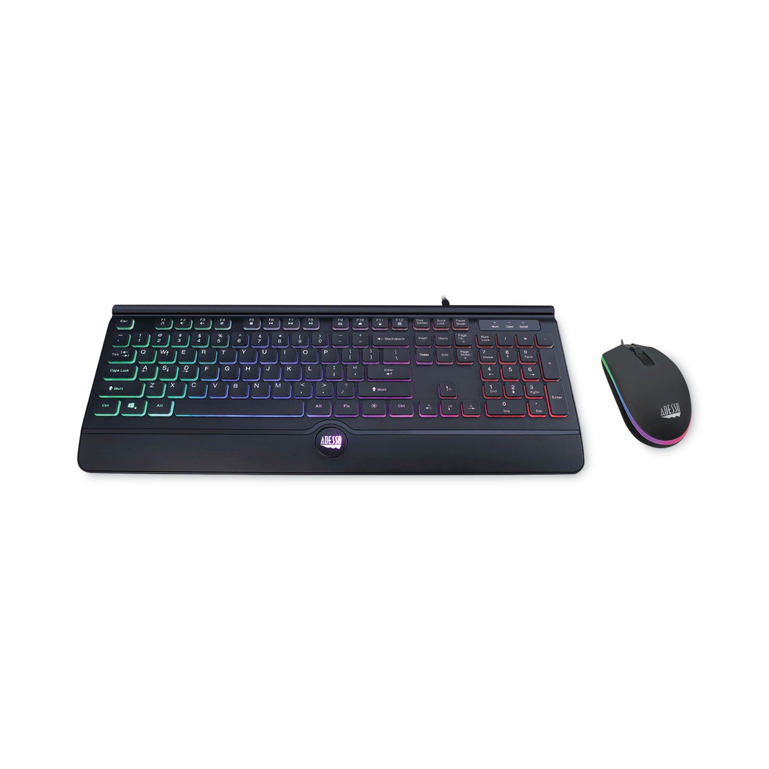 Adesso Backlit Gaming Keyboard and Mouse Combo, USB, Black