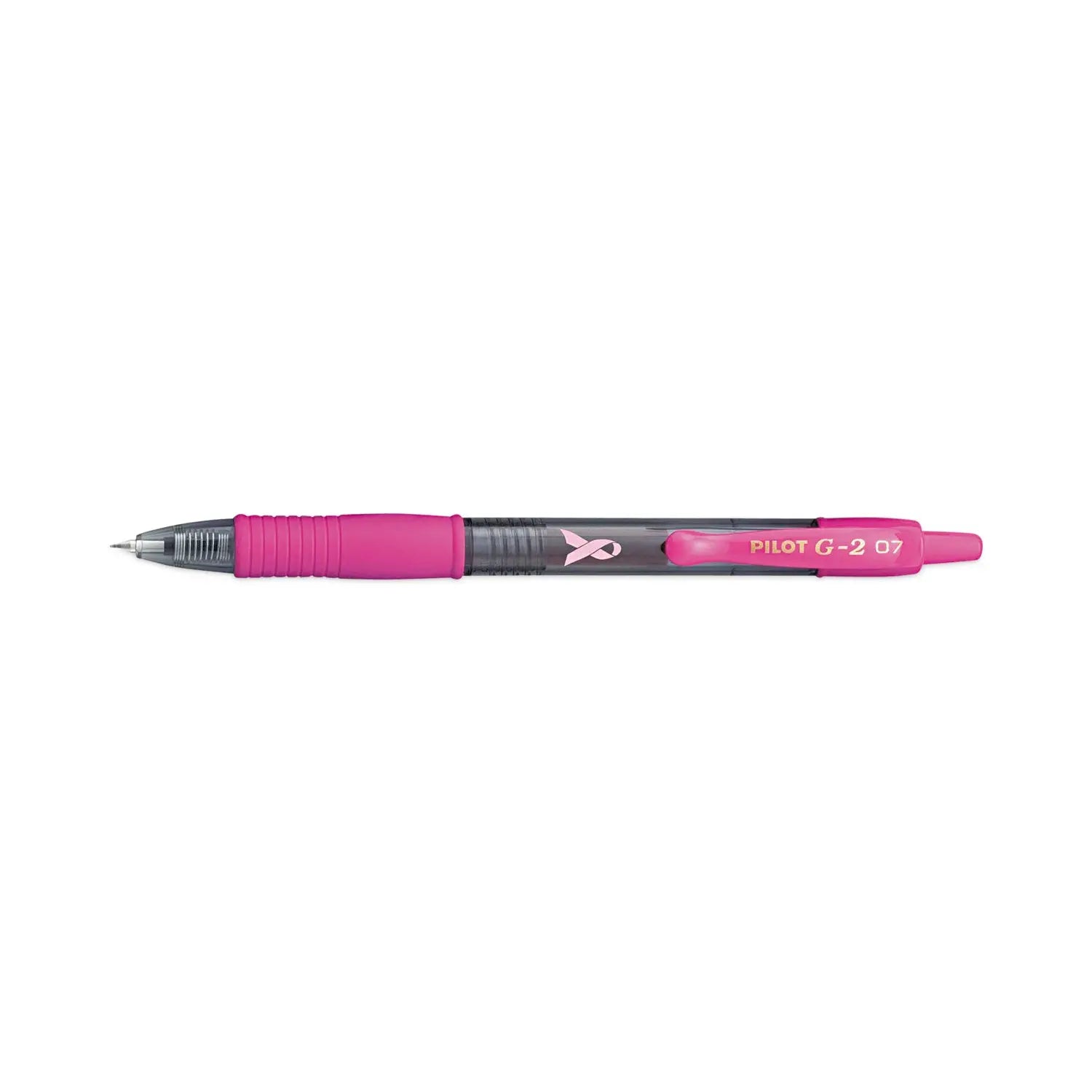 G2 Premium Breast Cancer Awareness Gel Pen, Retractable, Fine 0.7 mm, Black Ink, Smoke/Pink Barrel, 2/Pack Pilot® Flipcost