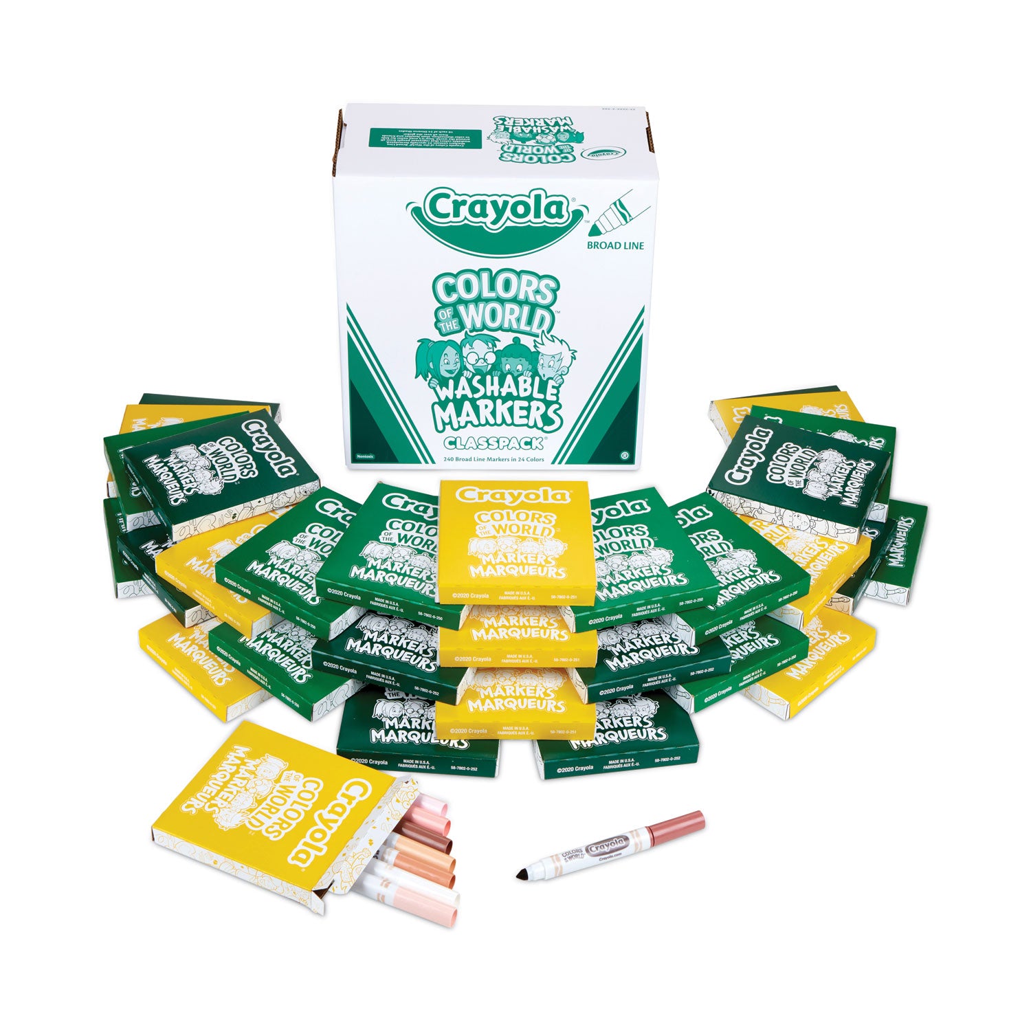 Crayola® Colors of the World Washable Markers Classpack, Broad Bullet Tip, Assorted Colors, 240/Pack