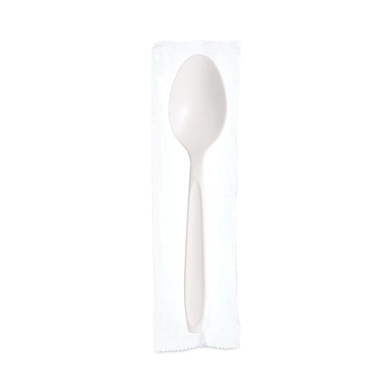 SOLO® Reliance Mediumweight Cutlery, Individually Wrapped, Spoon, Plastic, White, 1,000/Carton