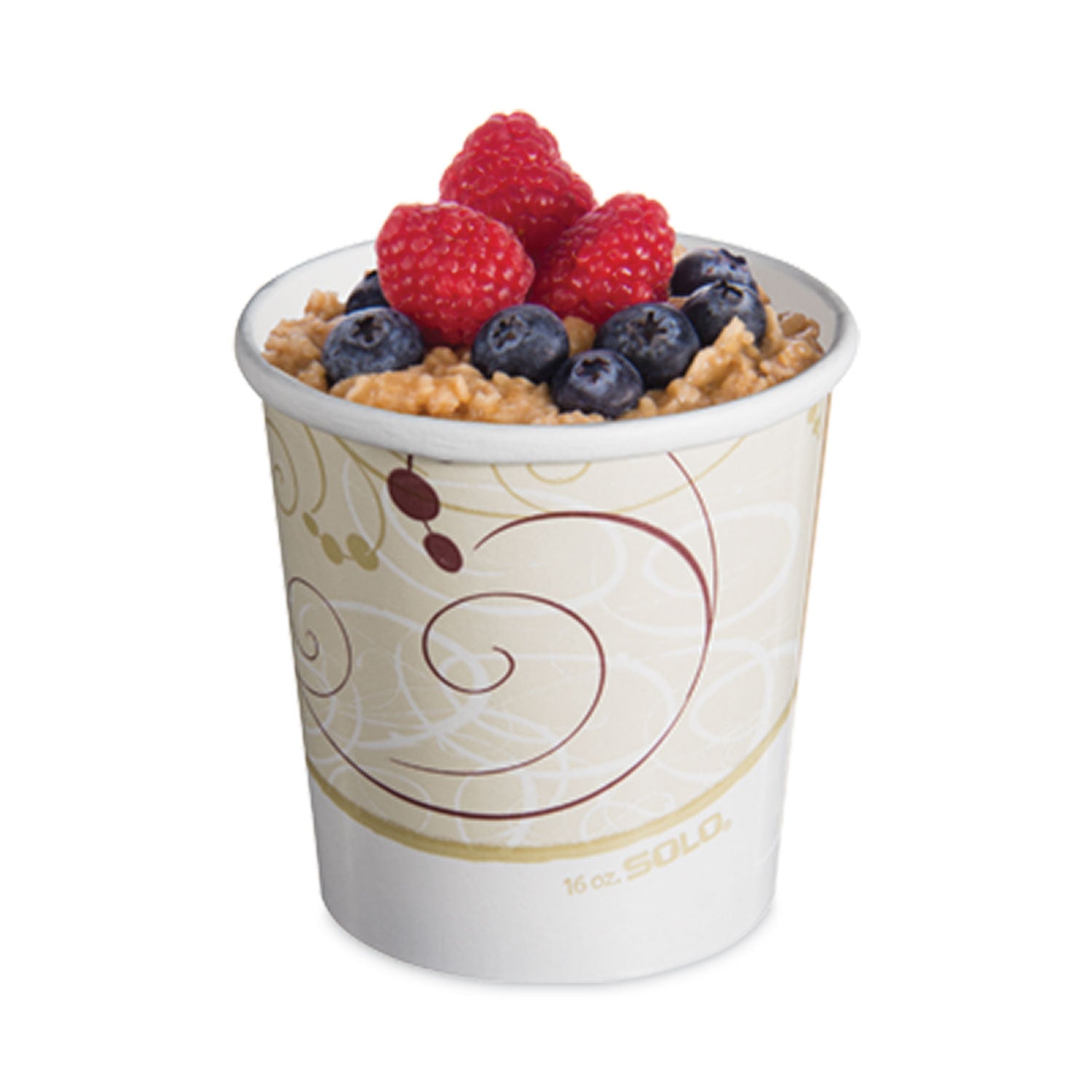 SOLO® Flexstyle Double Poly Paper Containers, 16 oz, Symphony Design, Paper, 25/Pack, 20 Packs/Carton