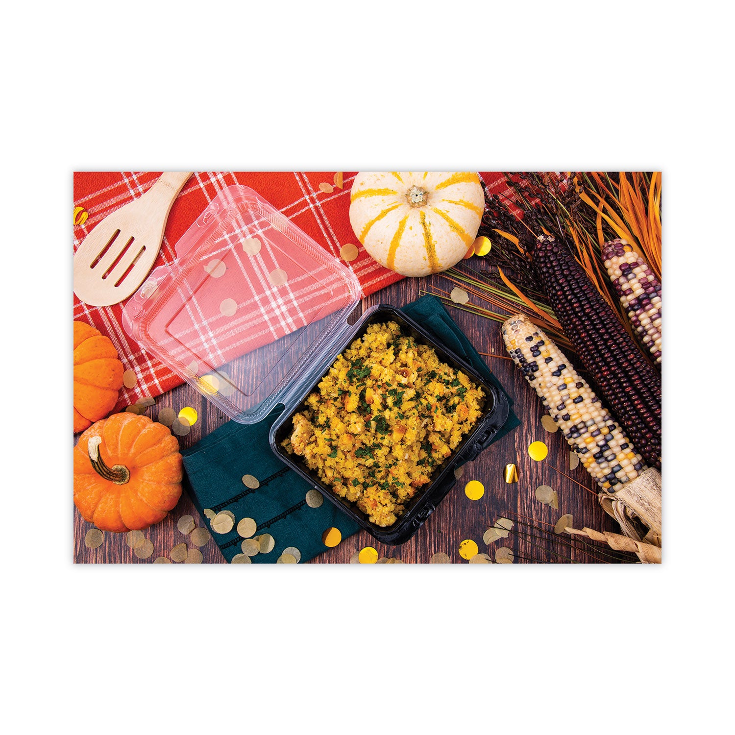 SOLO® Creative Carryouts Hinged Plastic Hot Deli Boxes, Medium Snack Box, 18 Oz, 6.22 X 5.9 X 2.1, Black/clear, 200/carton