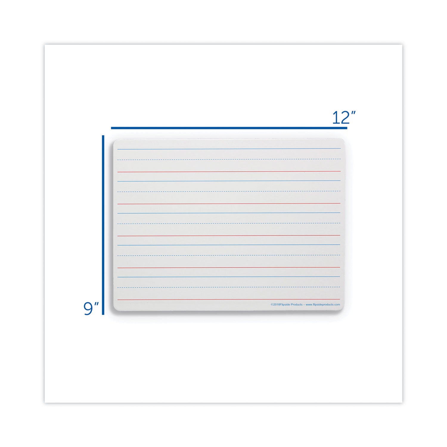 Flipside Two-Sided Red/Blue Ruled Dry Erase Board, 12" x 9", White Surface, 24/Pack