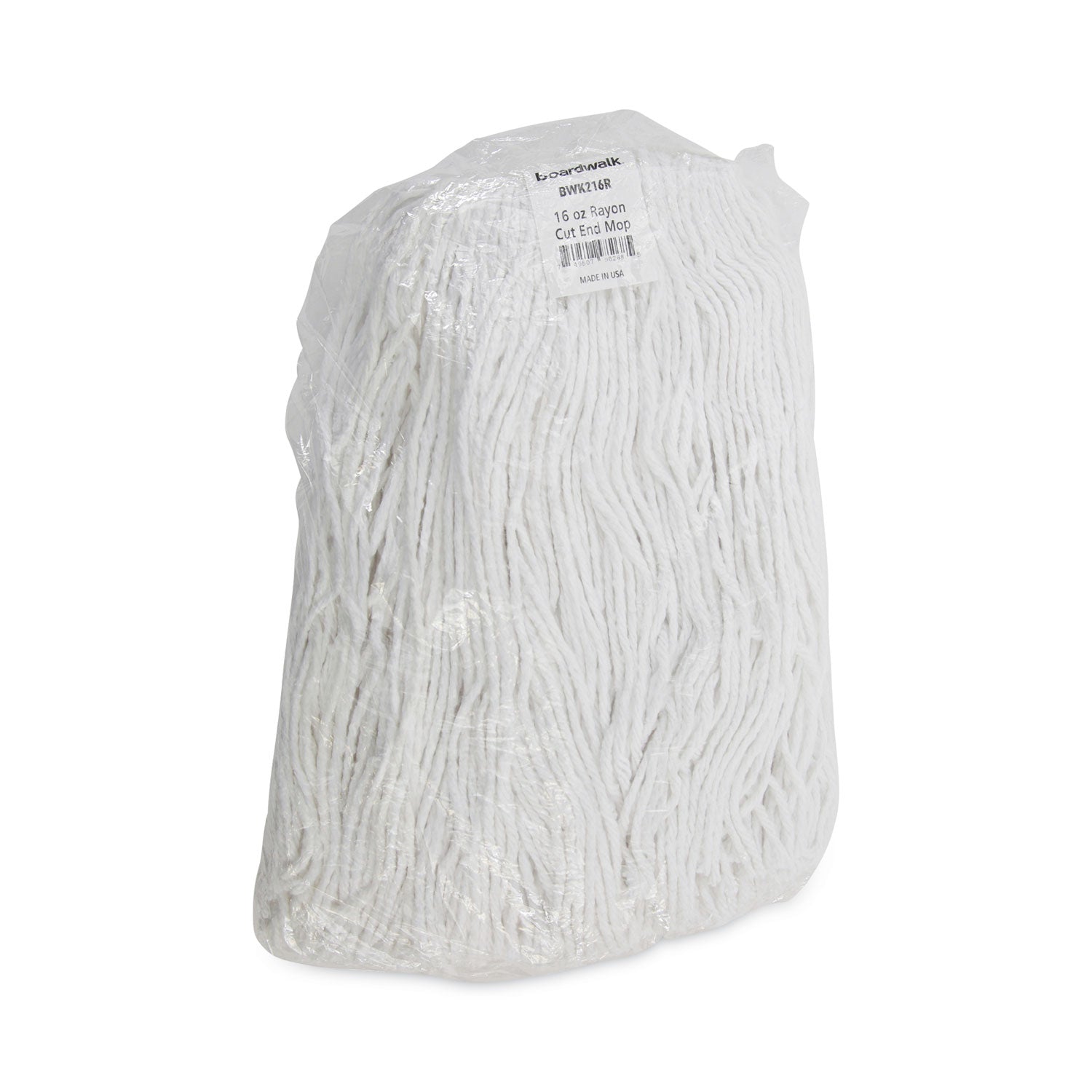 Boardwalk® Premium Cut-End Wet Mop Heads, Rayon, 16oz, White, 12/carton