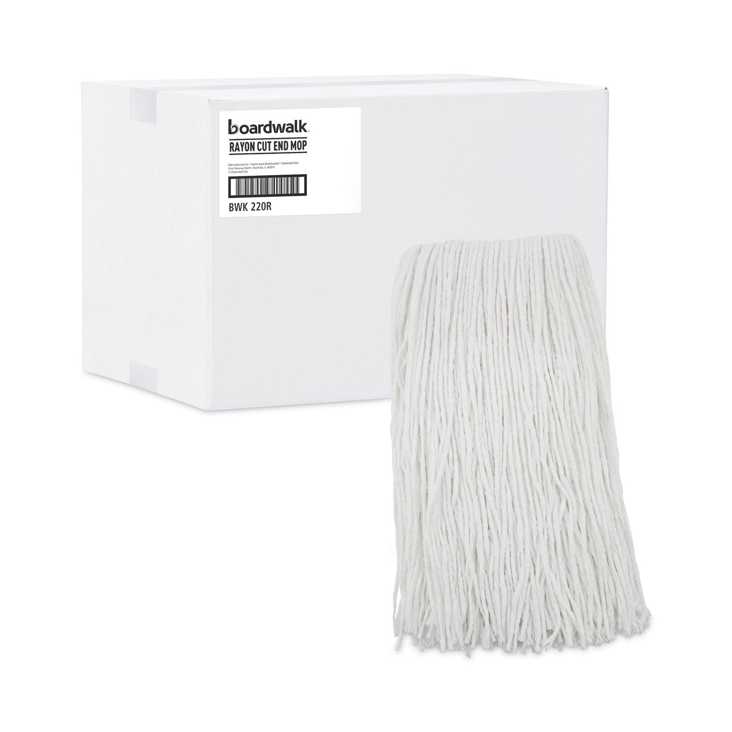 Boardwalk® Premium Cut-End Wet Mop Heads, Rayon, 20oz, White, 12/carton