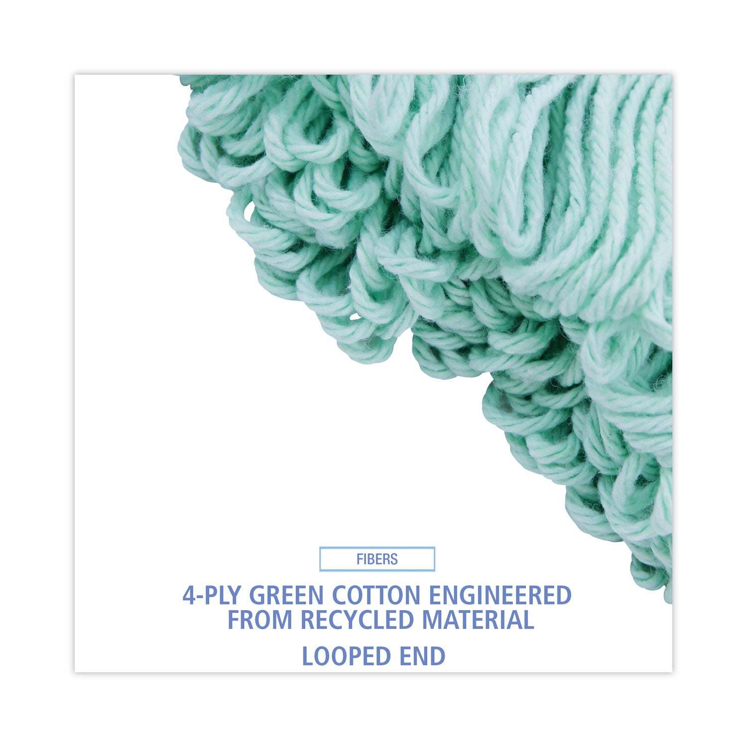 Boardwalk® Ecomop Looped-End Mop Head, Recycled Fibers, Extra Large Size, Green
