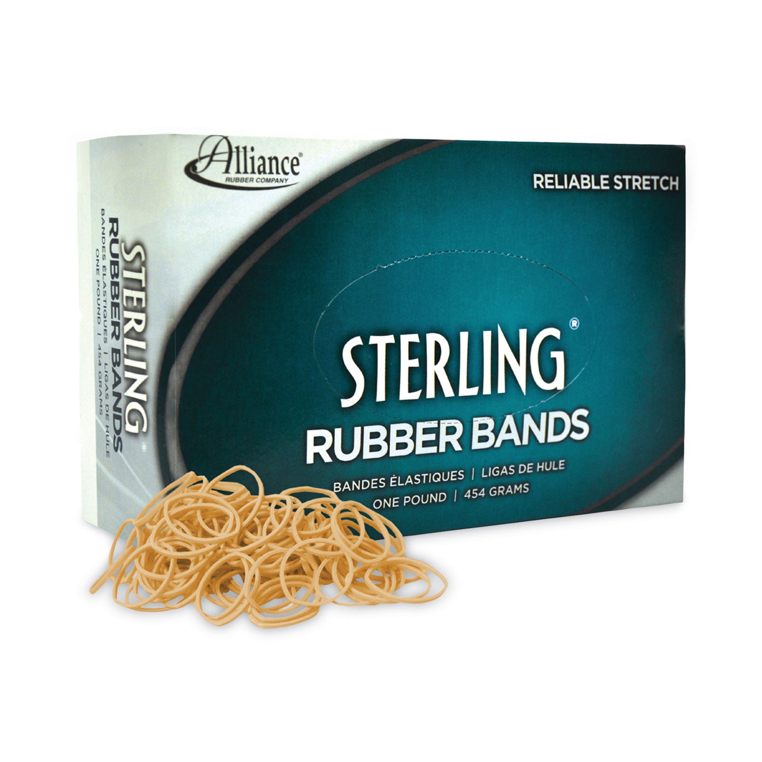 Alliance® Sterling Rubber Bands, Size 10, 0.03" Gauge, Crepe, 1 Lb Box, 5,000/box