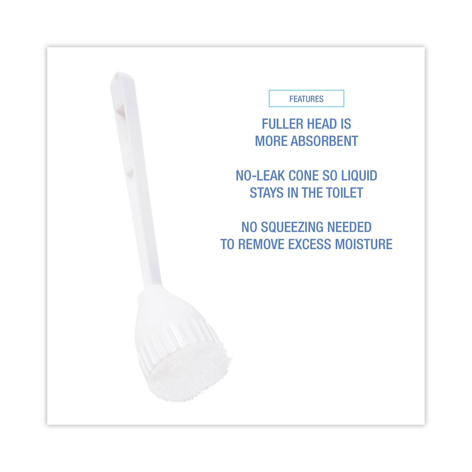 Boardwalk® Cone Toilet Bowl Mop, 10" Handle, 2" Mop Head, White, 25/Carton