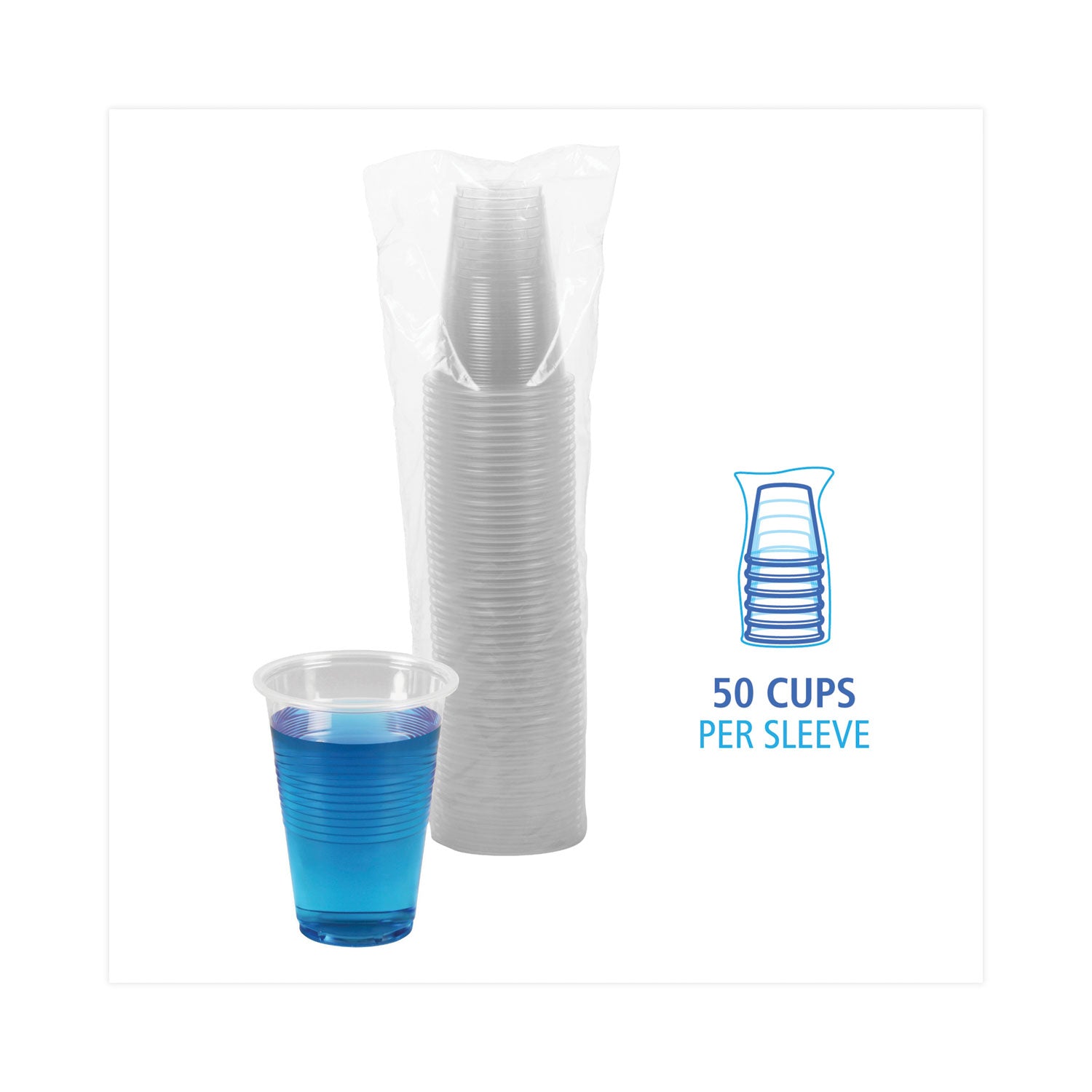 Boardwalk® Translucent Plastic Cold Cups, 16 oz, 50/Pack