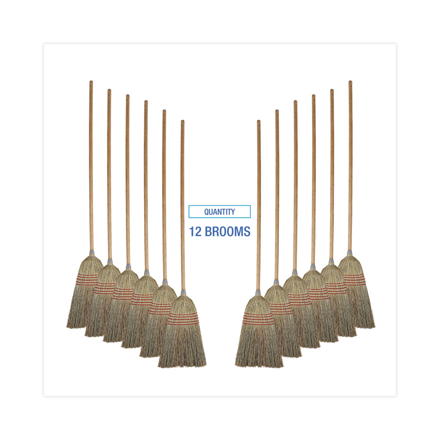 Boardwalk® Parlor Broom, Corn Fiber Bristles, 55" Overall Length, Natural, 12/carton