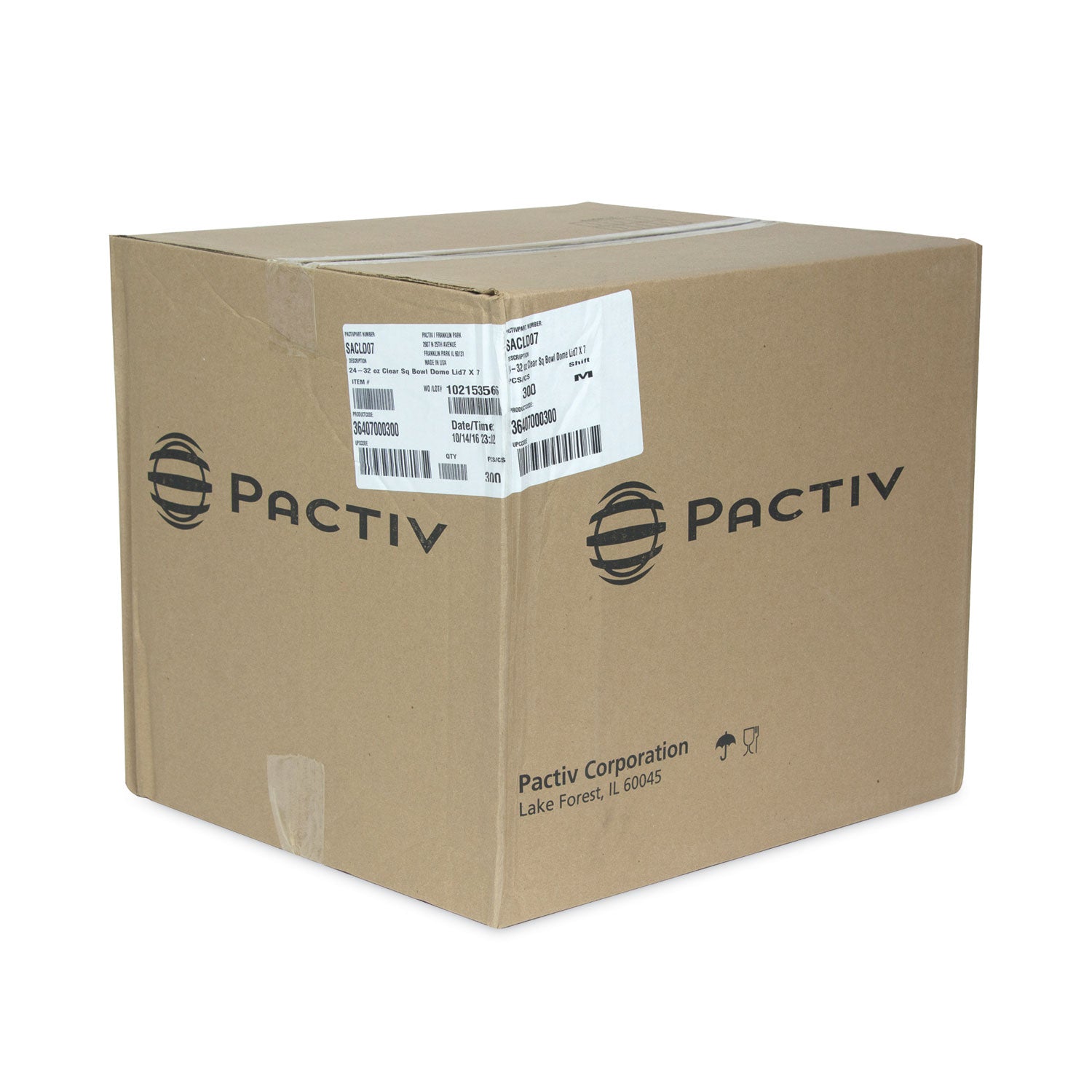 Pactiv Evergreen EarthChoice Recycled PET Container Lid, For 24-32 oz Container Bases, 7.38 x 7.38 x 0.82, Clear, Plastic, 300/Carton