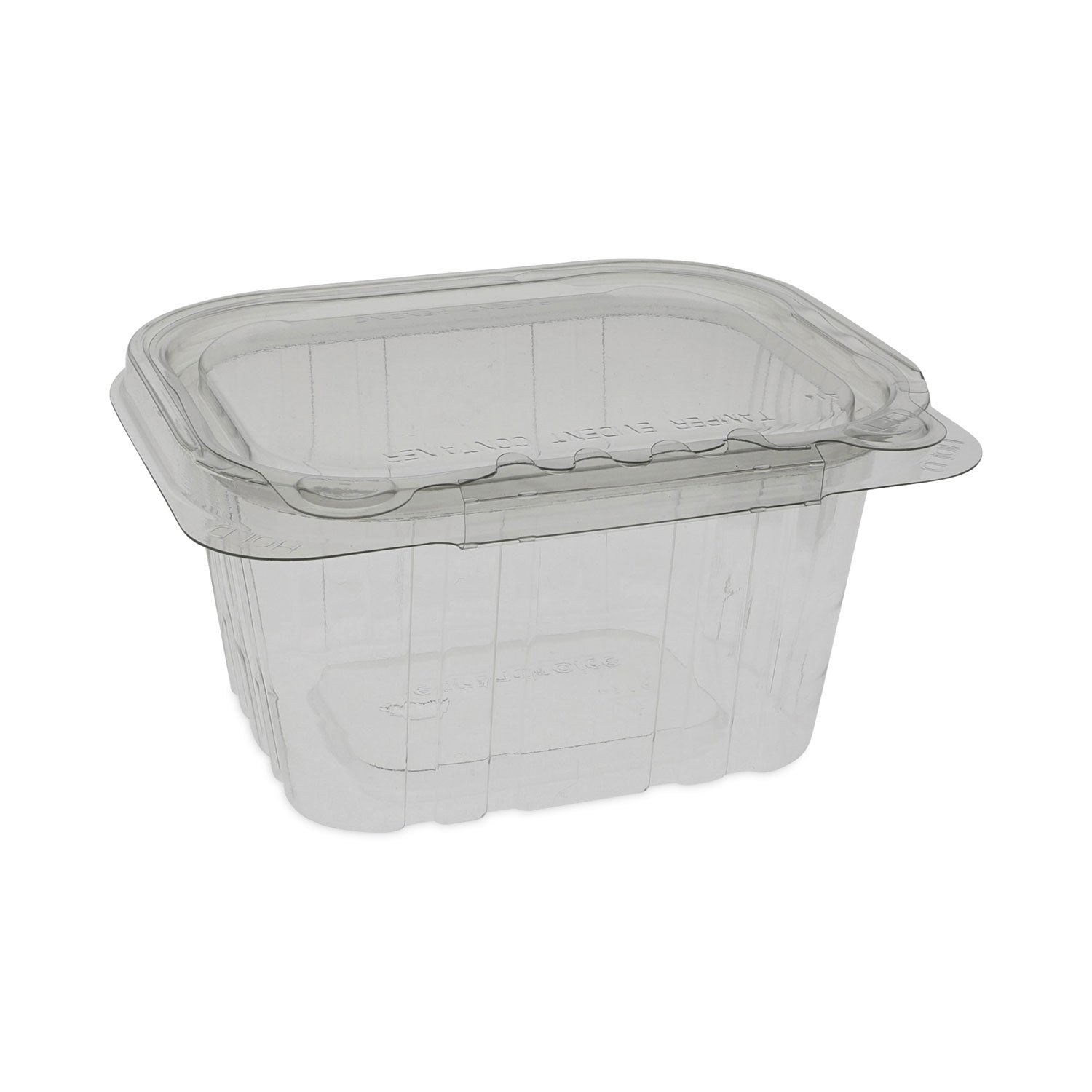 Pactiv Evergreen EarthChoice Tamper Evident Recycled Hinged Lid Deli Container, 16 oz, 5.38 x 4.5 x 2.63, Clear, Plastic, 304/Carton