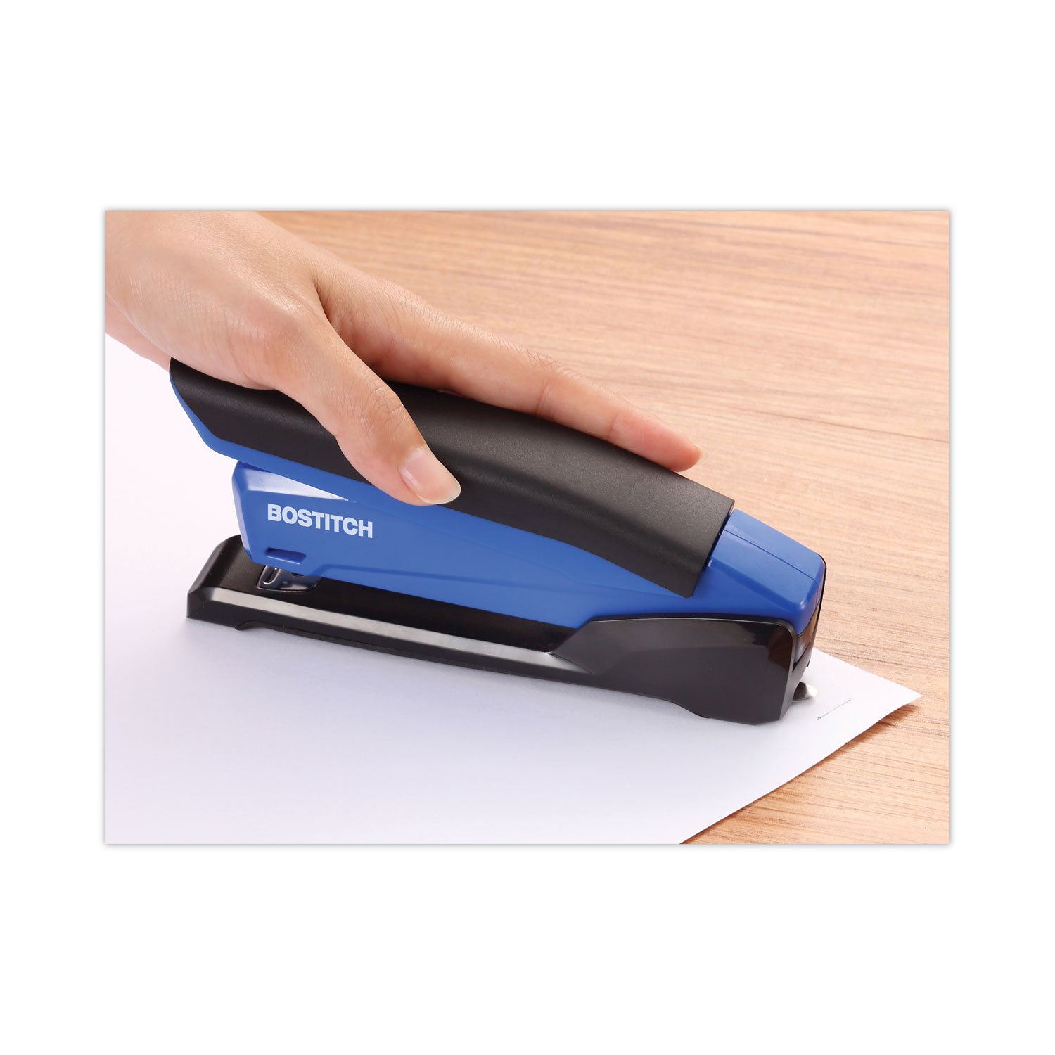 Bostitch® InPower One-Finger 3-in-1 Desktop Stapler with Antimicrobial Protection, 20-Sheet Capacity, Blue/Black