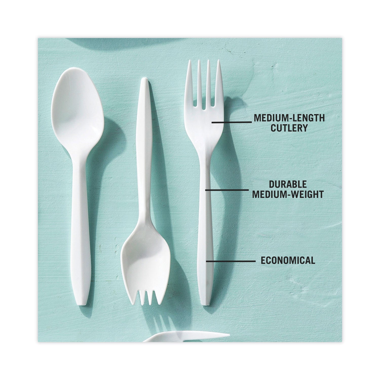 Pactiv Evergreen Fieldware Cutlery, Mediumweight Fork, Plastic, White, 1,000/Carton