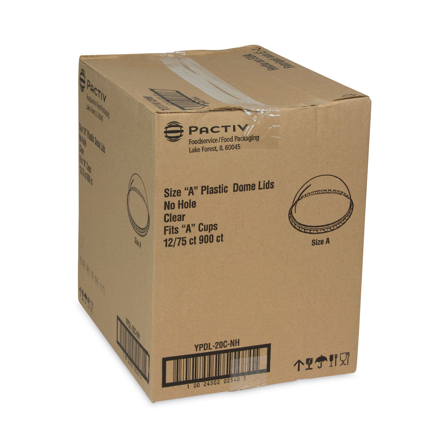 Pactiv Evergreen EarthChoice Strawless RPET Lid, Dome Lid, Fits 9 oz to 20 oz "A" Cups, Plastic, Clear, 900/Carton