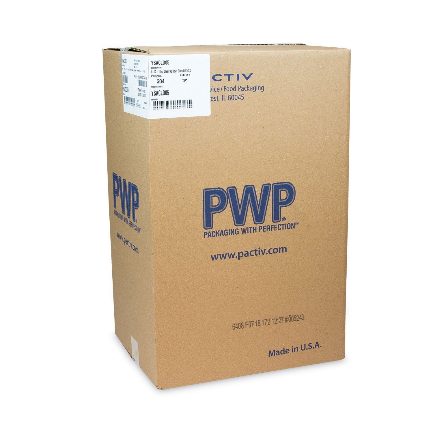 Pactiv Evergreen EarthChoice Recycled PET Container Lid, For 8 oz/12 oz/16 oz Container Bases, 5.5 x 5.5 x 0.38, Clear, Plastic, 504/Carton